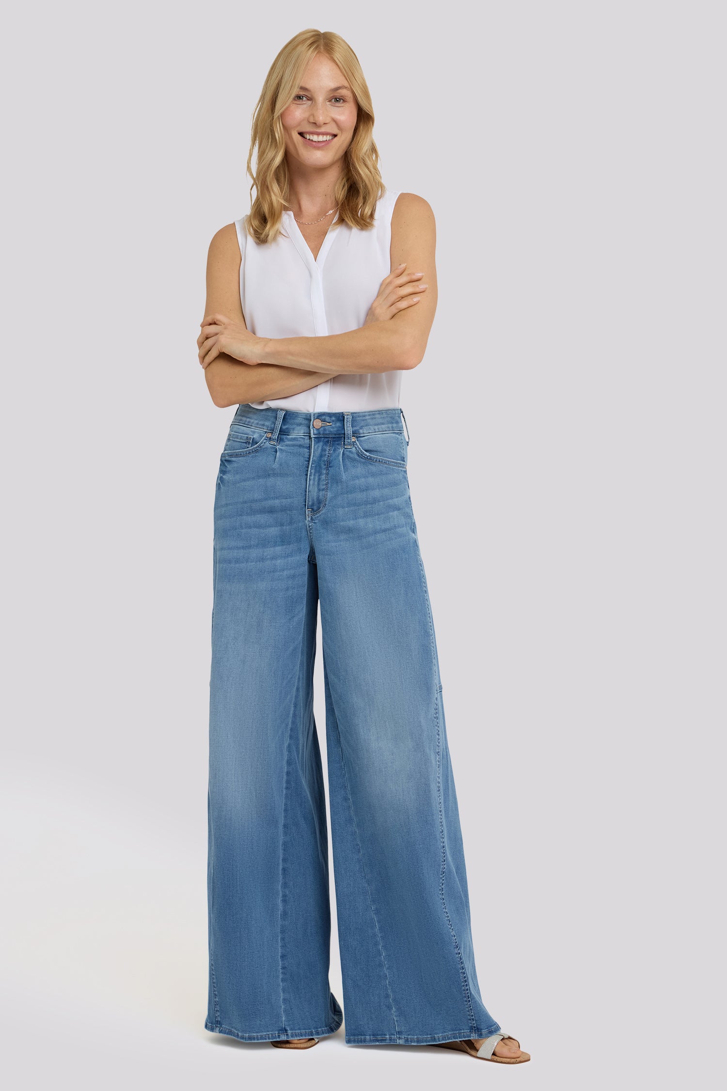 NYDJ Nova Super Wide Leg Jeans In Cool Embrace® Denim With Side Gussets - Vista Lakes