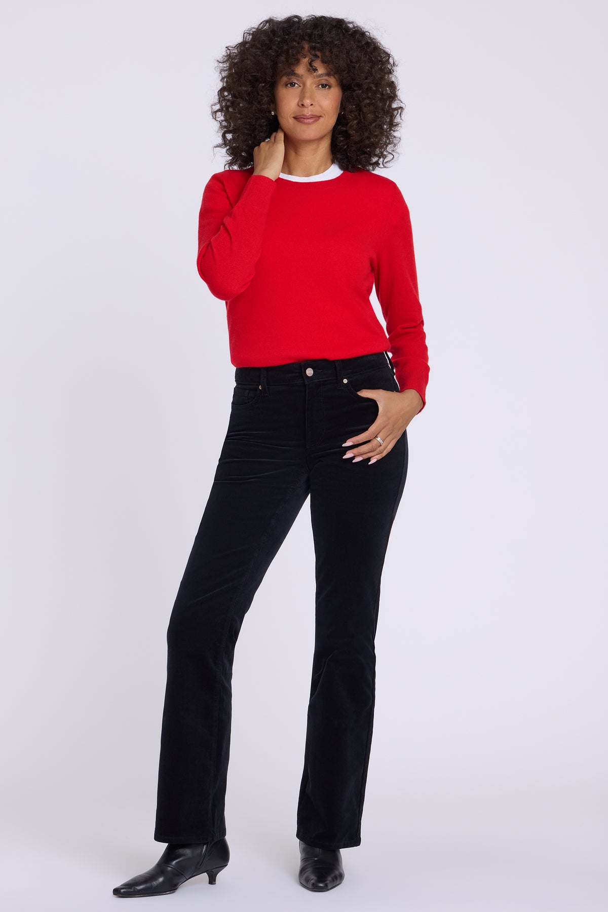 NYDJ Brooklyn Bootcut Pants In Fine Wale Stretch Corduroy - Black
