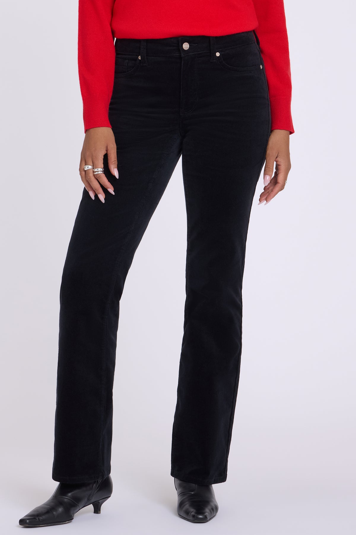 NYDJ Brooklyn Bootcut Pants In Fine Wale Stretch Corduroy - Black