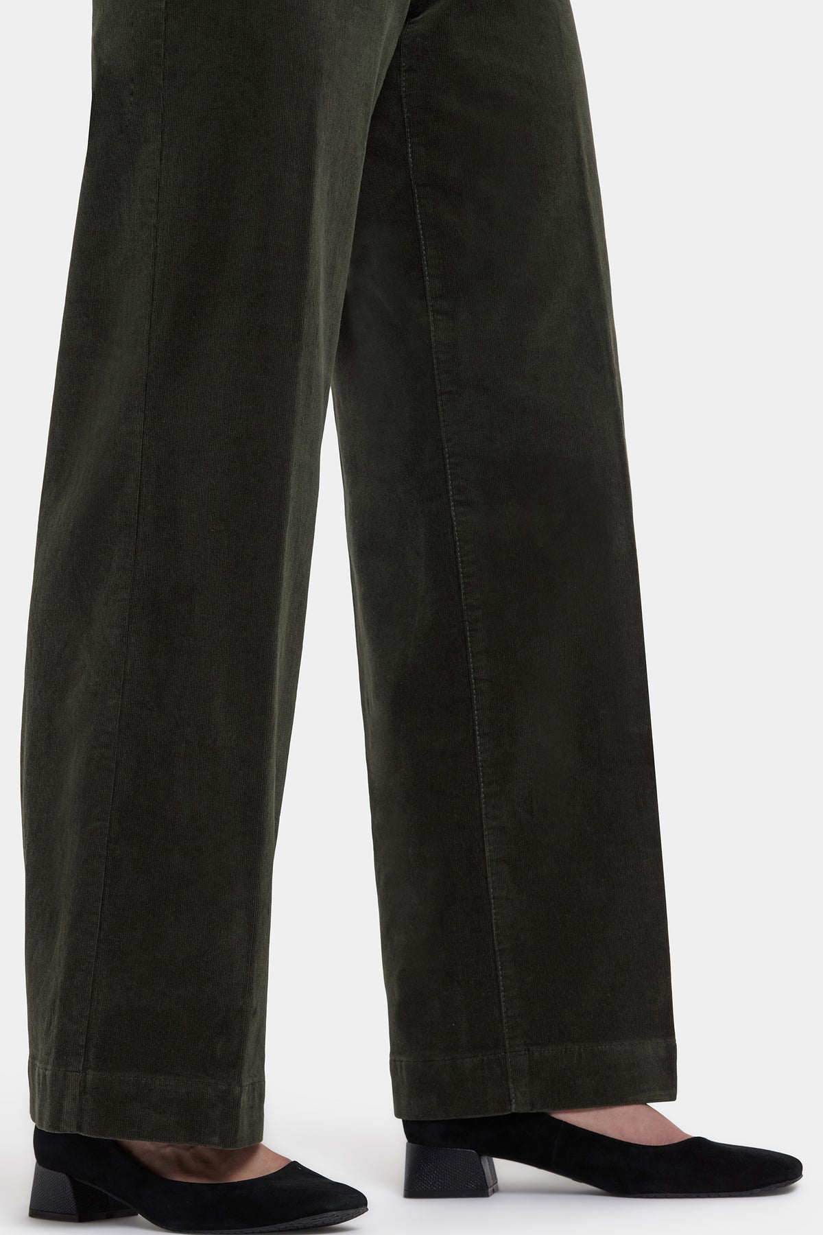 NYDJ Teresa Wide Leg Pants In Fine Wale Stretch Corduroy With 1 1/2" Hems And 31" Inseam - Vine Leaf