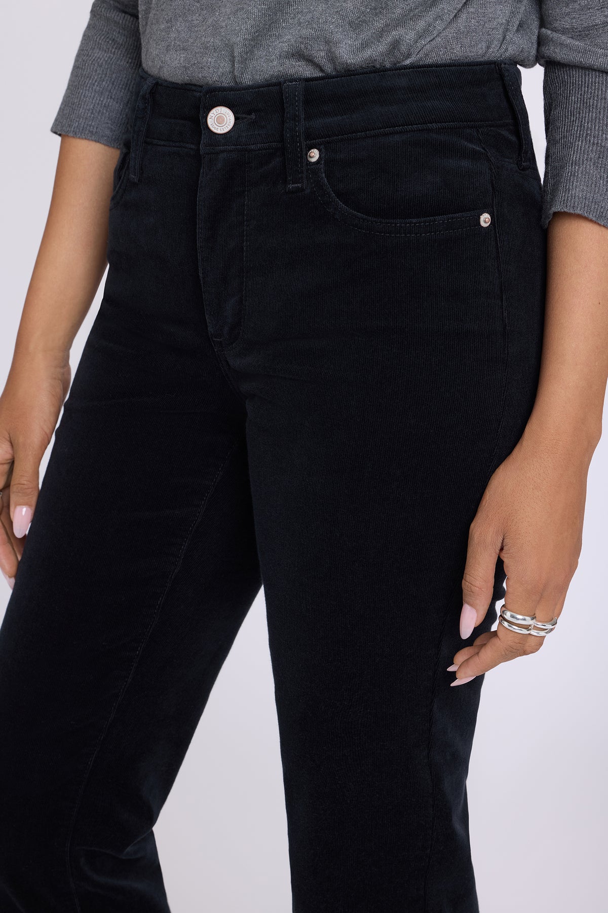 NYDJ Marilyn Straight Pants In Fine Wale Stretch Corduroy - Black