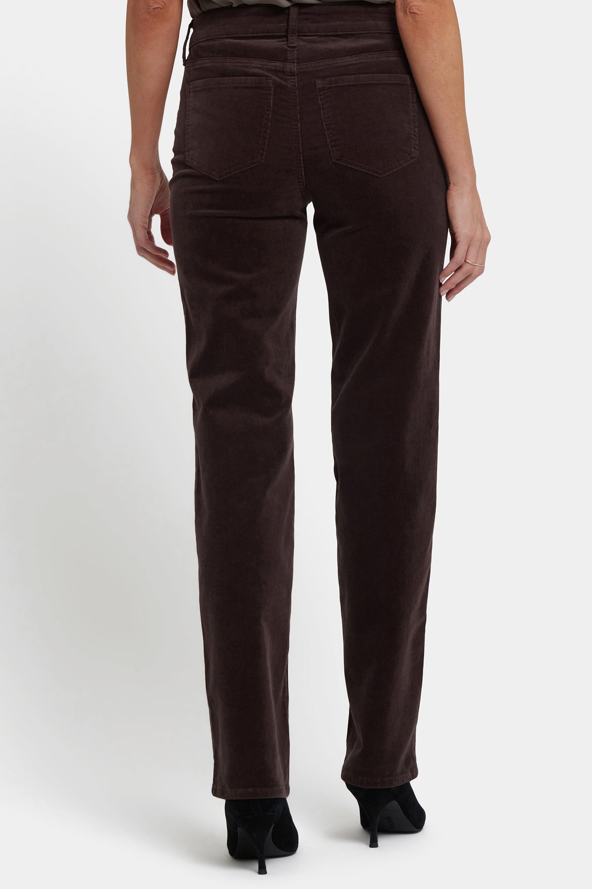 NYDJ Marilyn Straight Pants In Fine Wale Stretch Corduroy - Bitter Chocolate