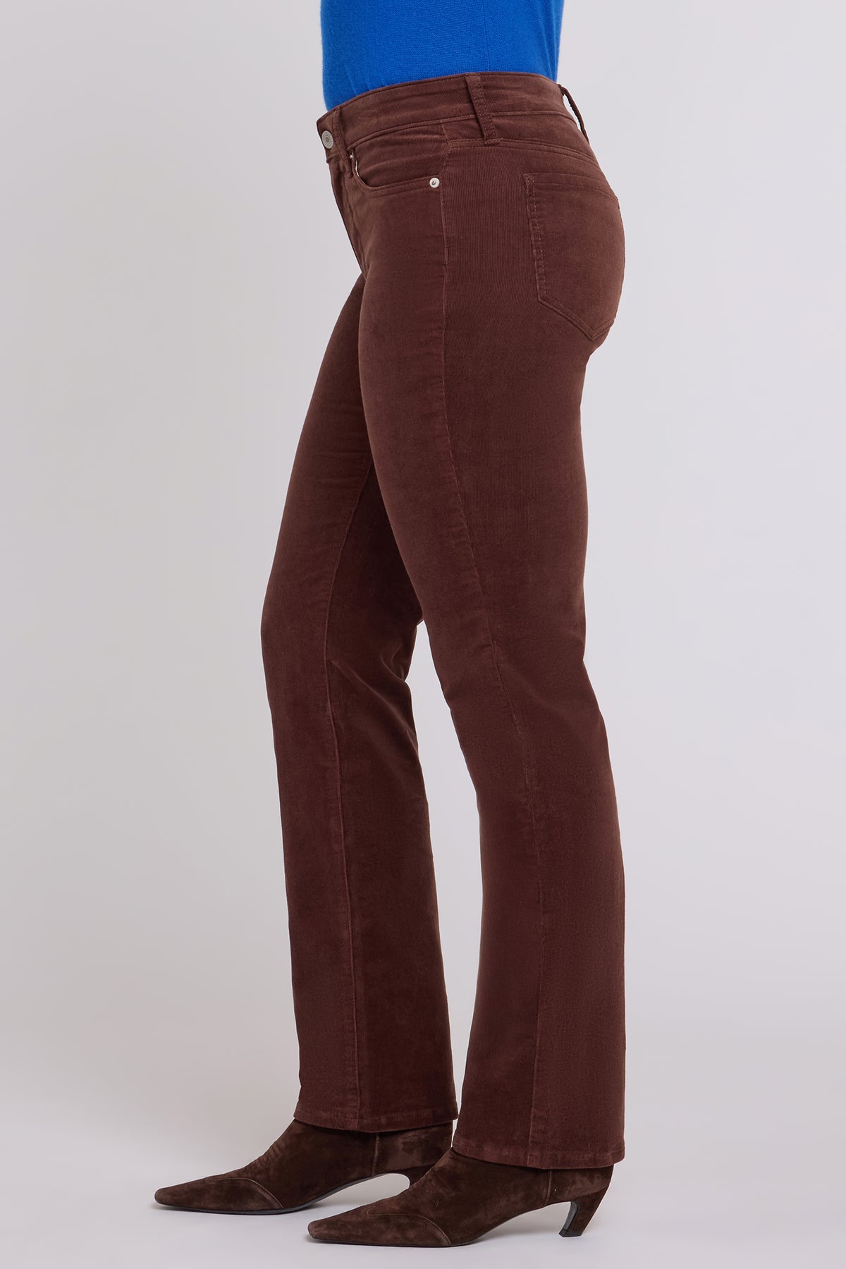 NYDJ Marilyn Straight Pants In Fine Wale Stretch Corduroy - Chocolate Fondant