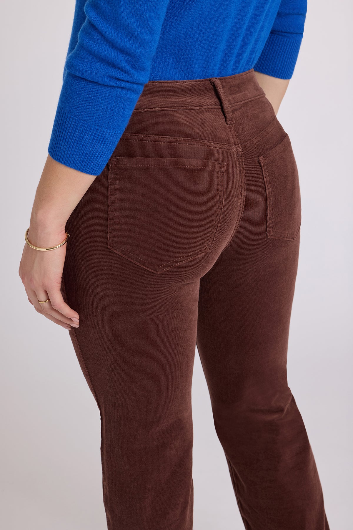 NYDJ Marilyn Straight Pants In Fine Wale Stretch Corduroy - Chocolate Fondant