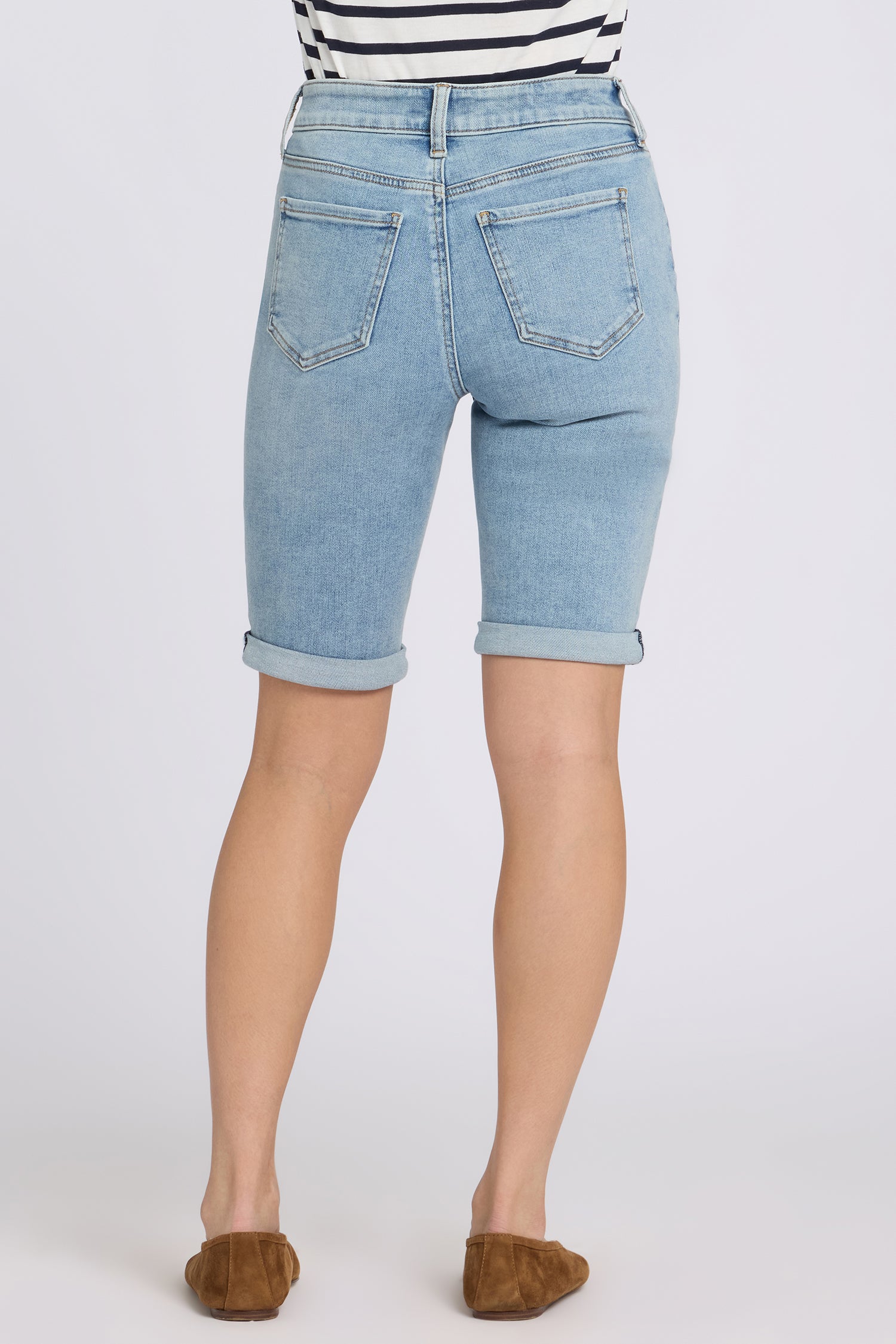 NYDJ Briella 11 Inch Denim Shorts With Roll Cuffs - Mist Springs