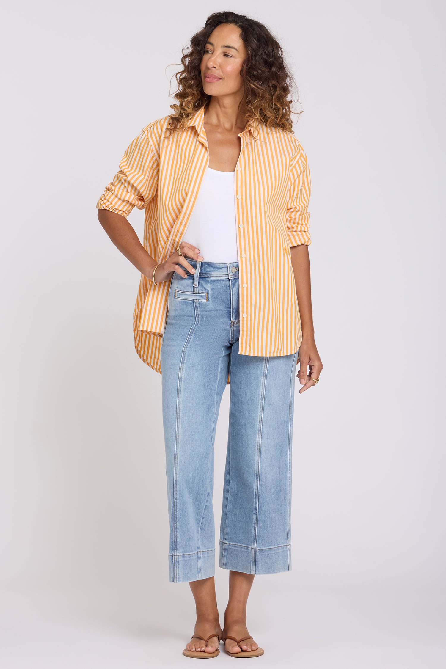 NYDJ Teresa Wide Leg Ankle Jeans With Front Seams - Mist Springs