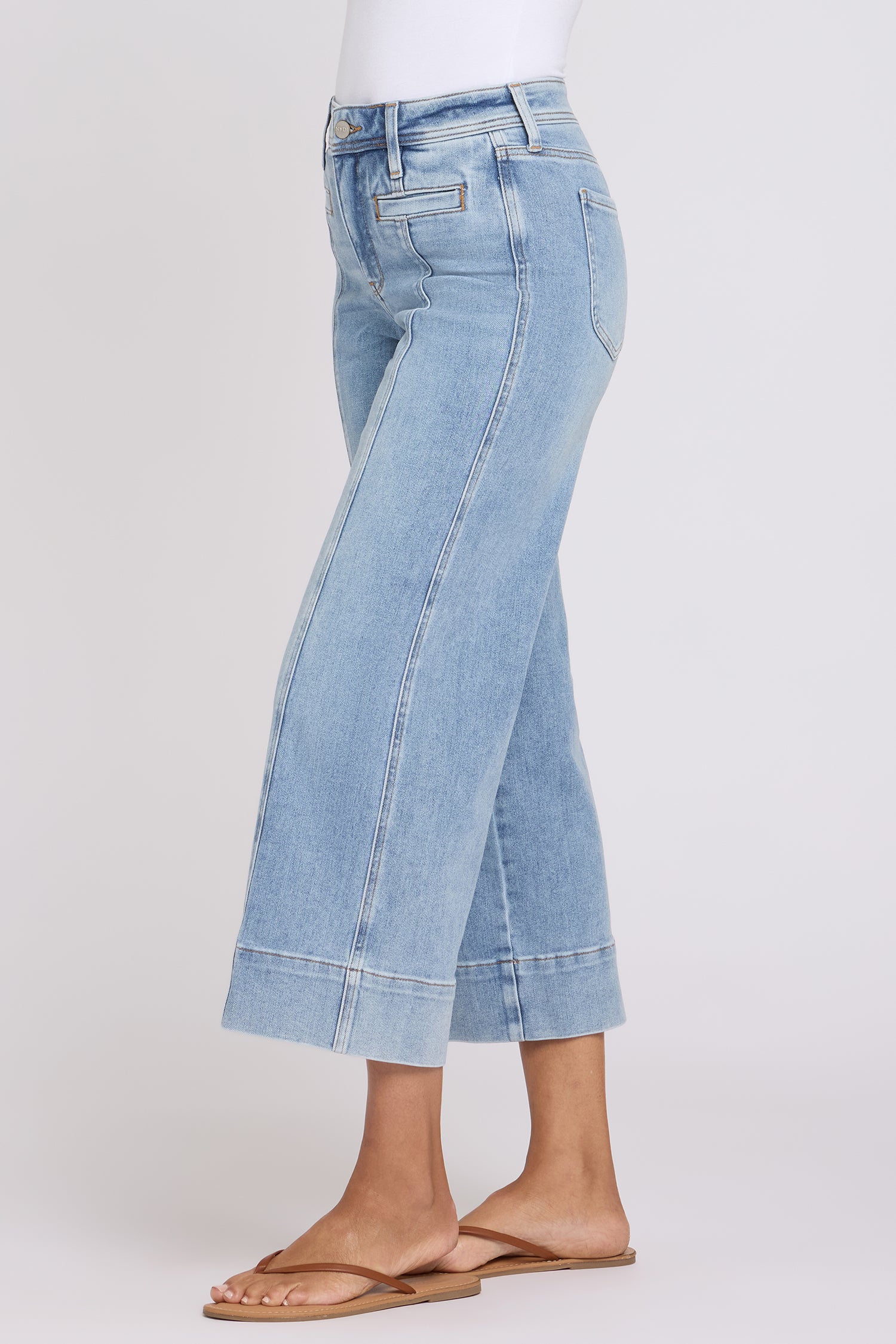 NYDJ Teresa Wide Leg Ankle Jeans With Front Seams - Mist Springs