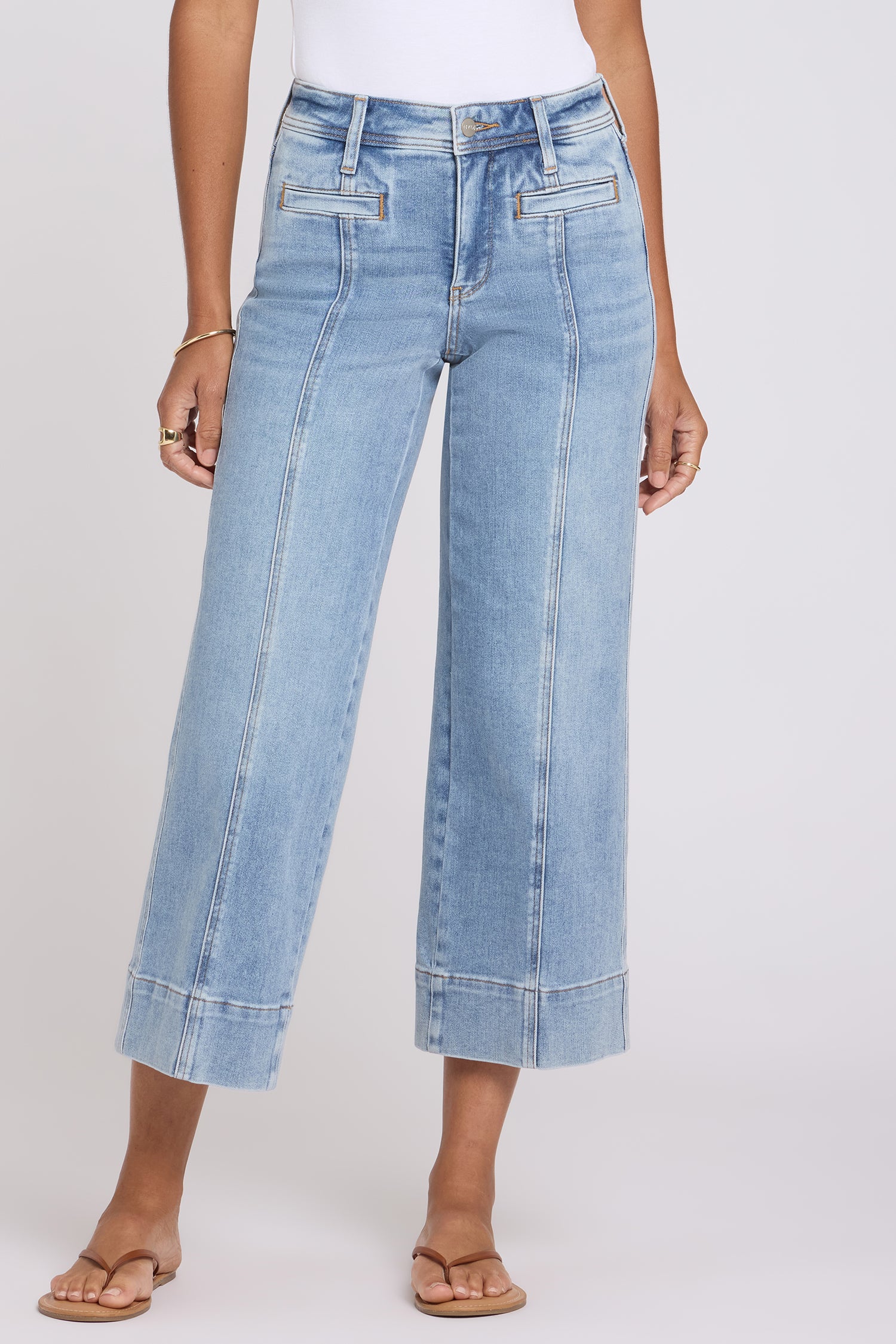 NYDJ Teresa Wide Leg Ankle Jeans With Front Seams - Mist Springs