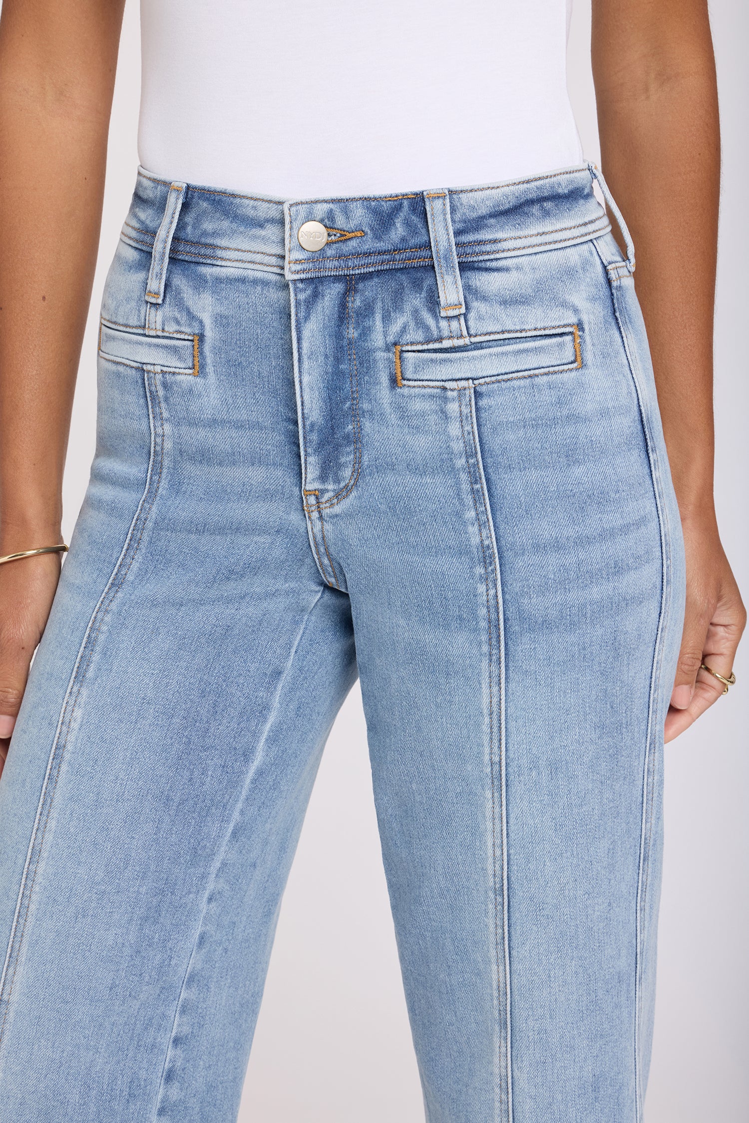 NYDJ Teresa Wide Leg Ankle Jeans With Front Seams - Mist Springs