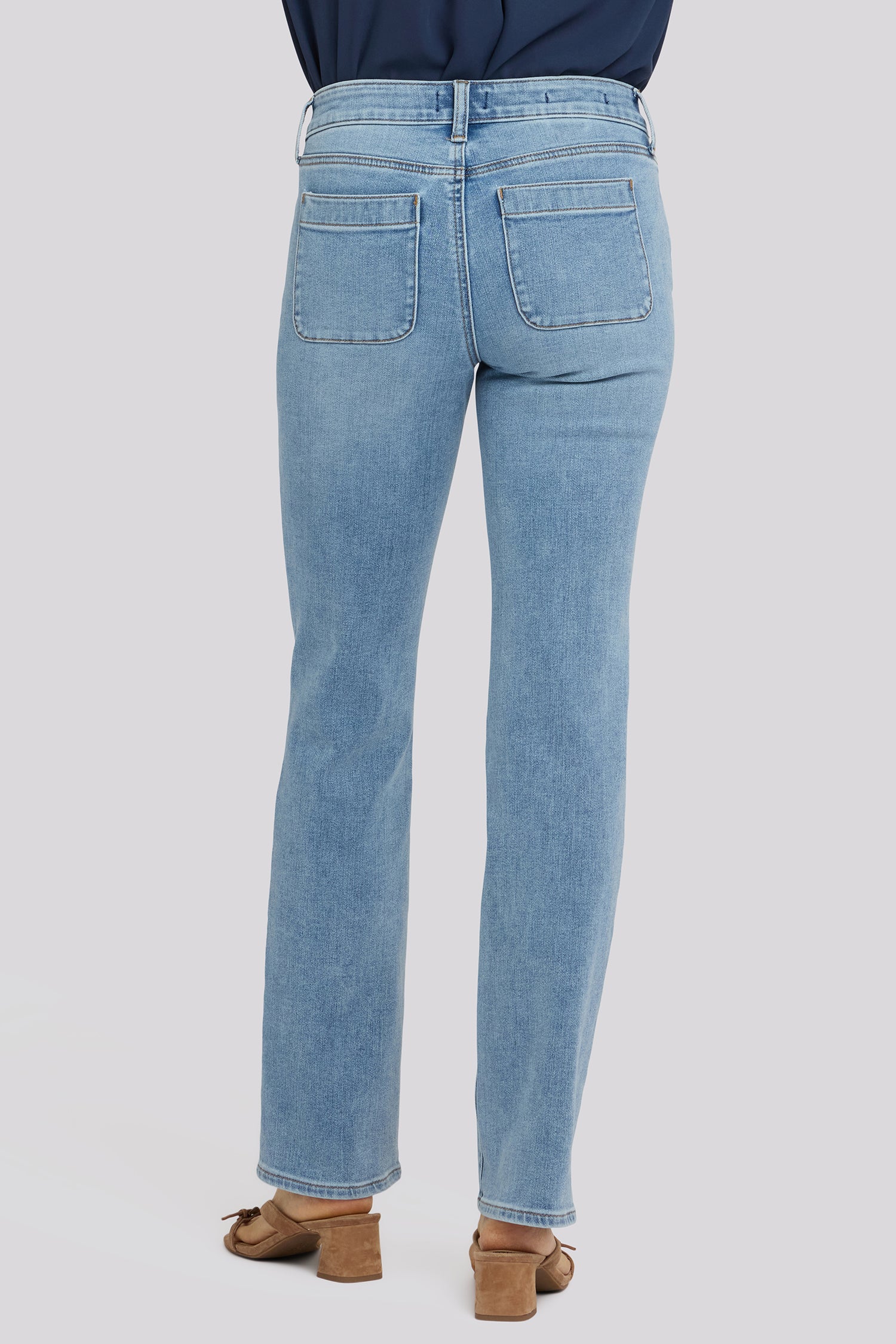 NYDJ Marilyn Straight Jeans In Tall With Front Button Patch Pockets And 34