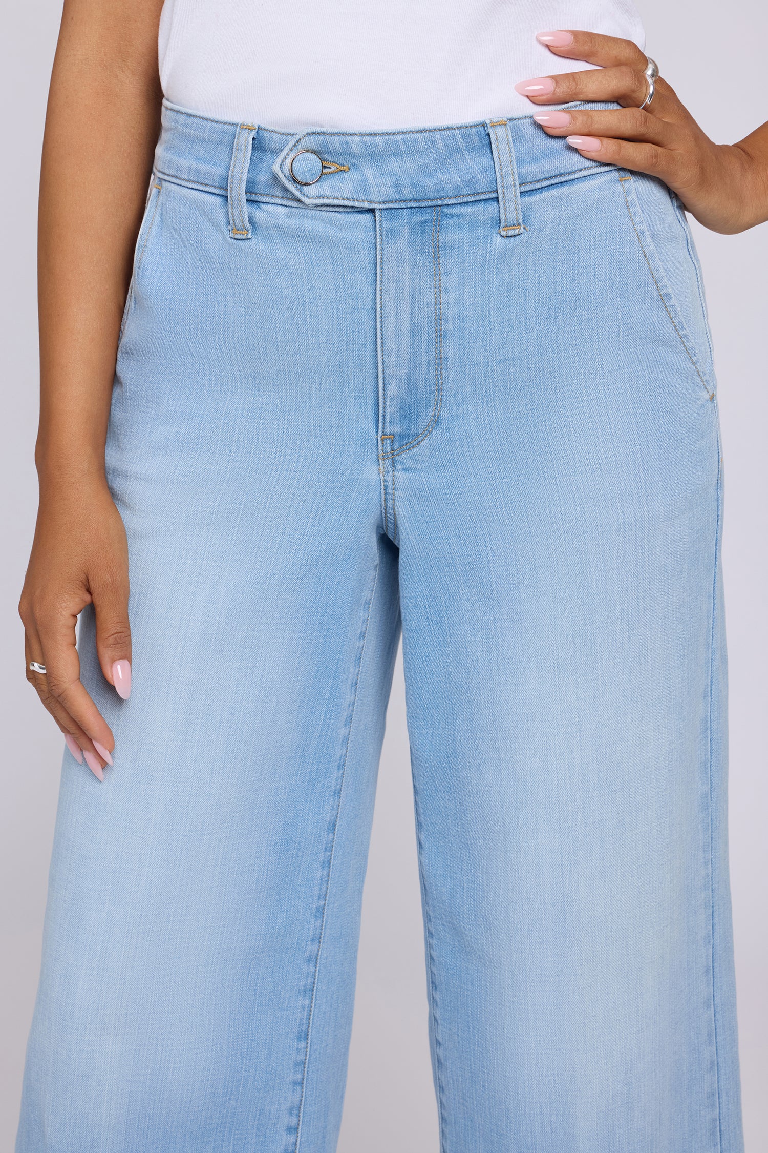 NYDJ Simone Wide Leg Jeans With High Rise And Trouser Detail - Alyssum
