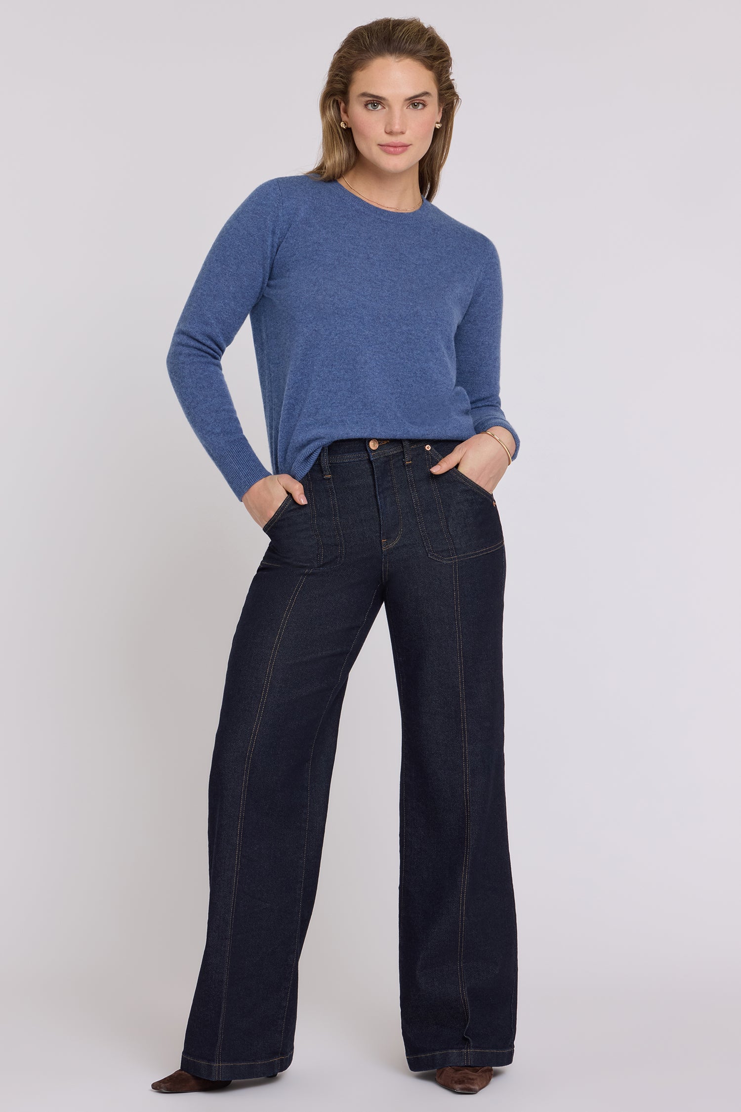 NYDJ Mia Palazzo Jeans With High Rise, Utility Pockets And 31" Inseam - Rinse