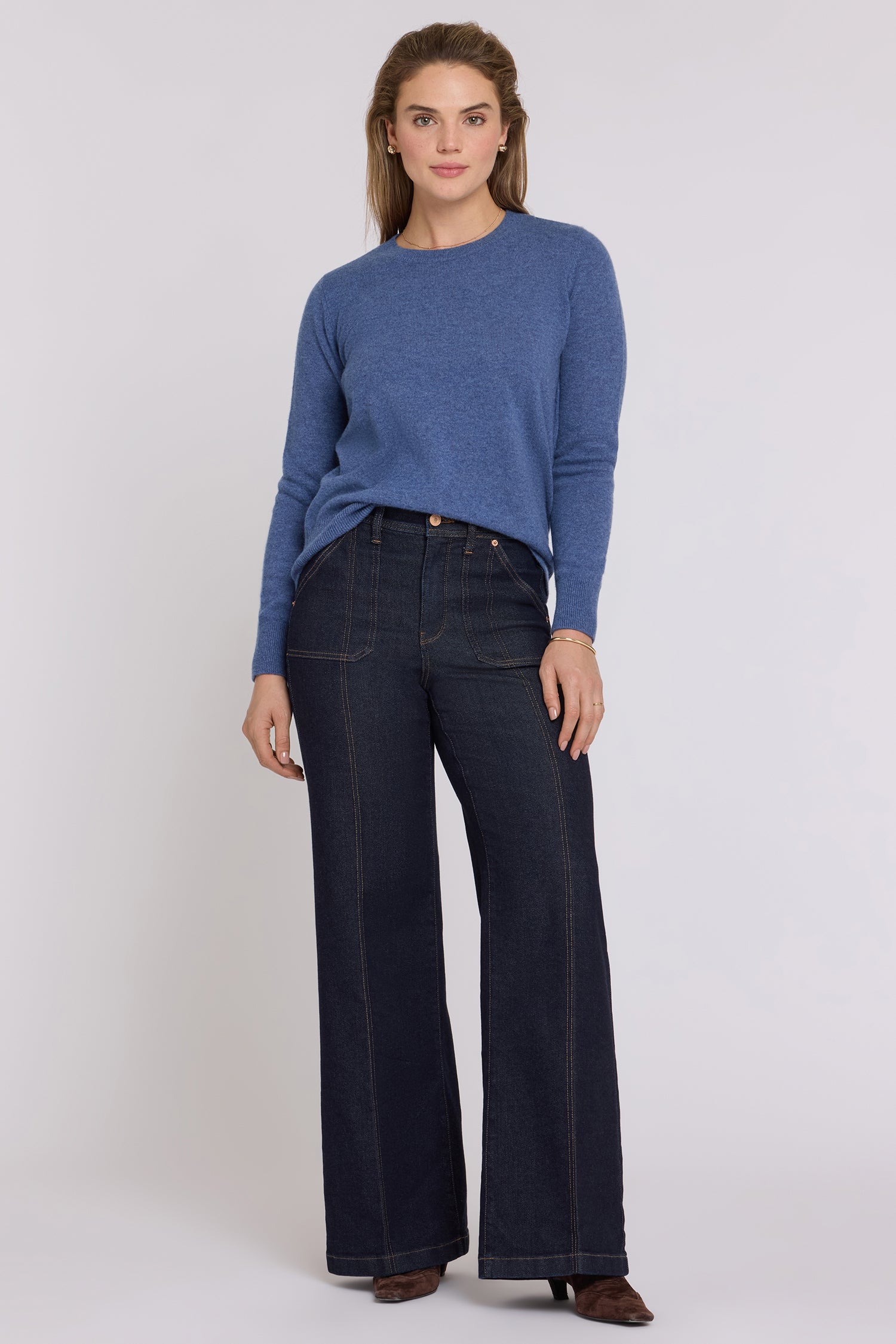 NYDJ Mia Palazzo Jeans With High Rise, Utility Pockets And 31" Inseam - Rinse