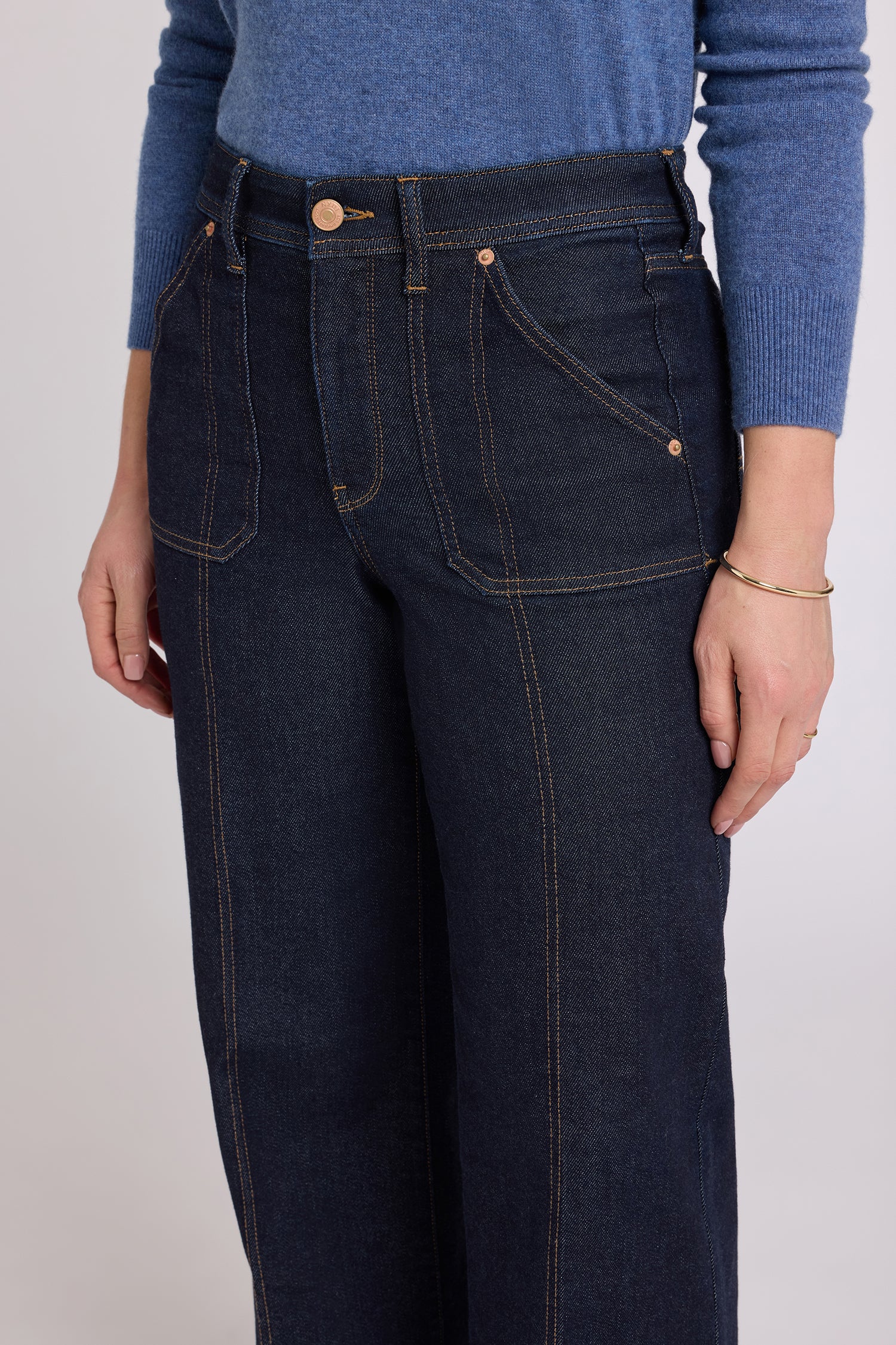 NYDJ Mia Palazzo Jeans With High Rise, Utility Pockets And 31" Inseam - Rinse