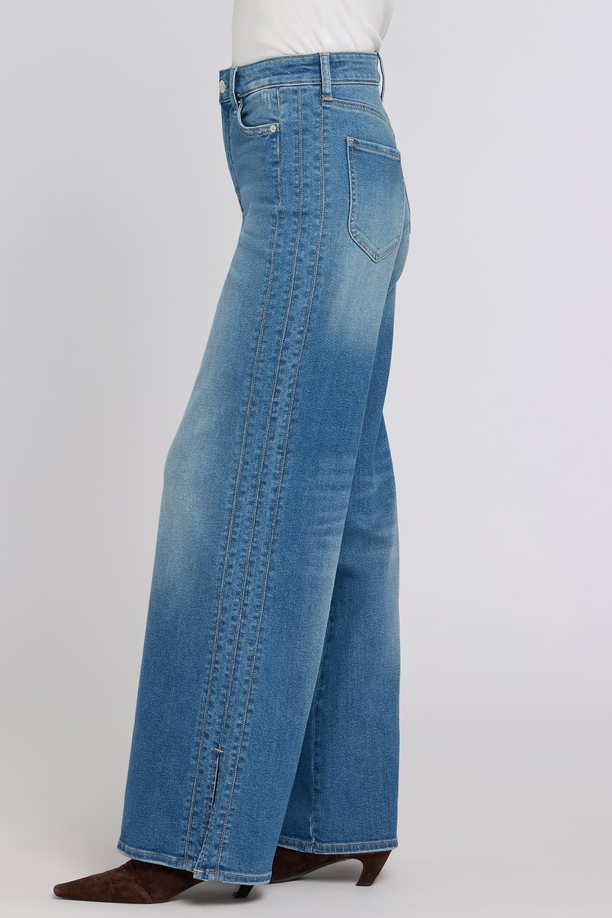 NYDJ Mia Palazzo Jeans With High Rise, Side Panels And Side Slits - Phlox