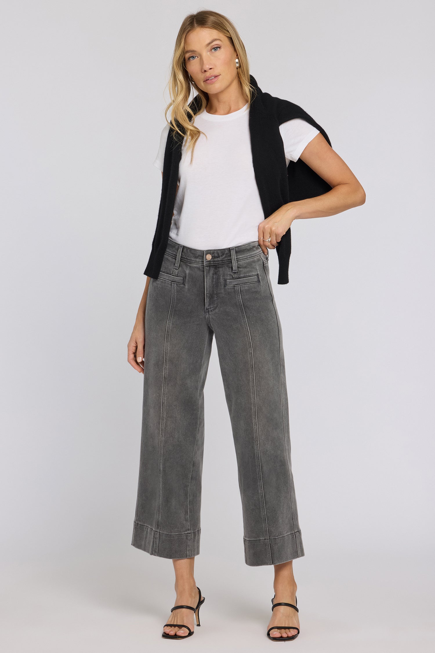 NYDJ Teresa Wide Leg Ankle Jeans With Front Seams - Dusty Ash