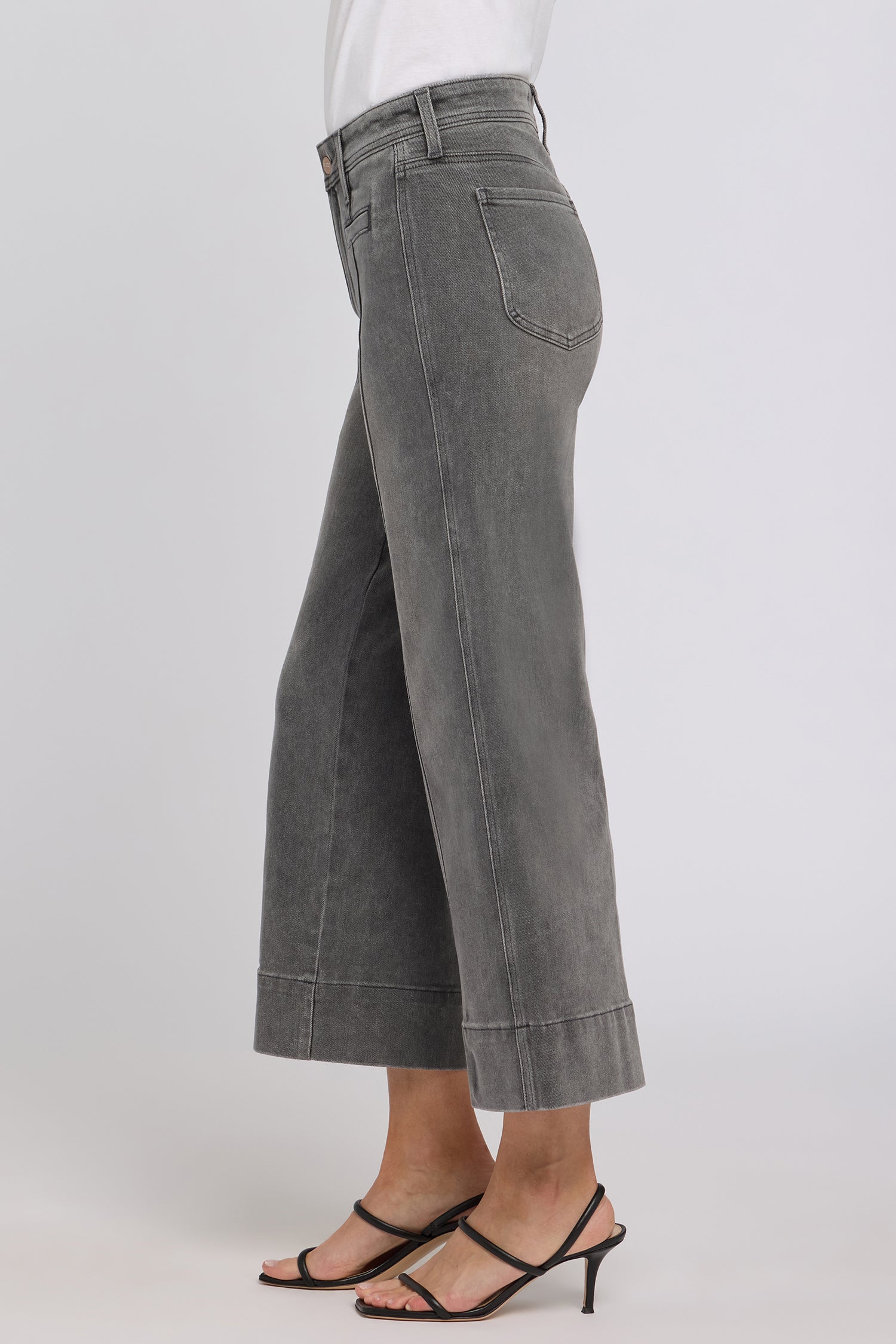 NYDJ Teresa Wide Leg Ankle Jeans With Front Seams - Dusty Ash