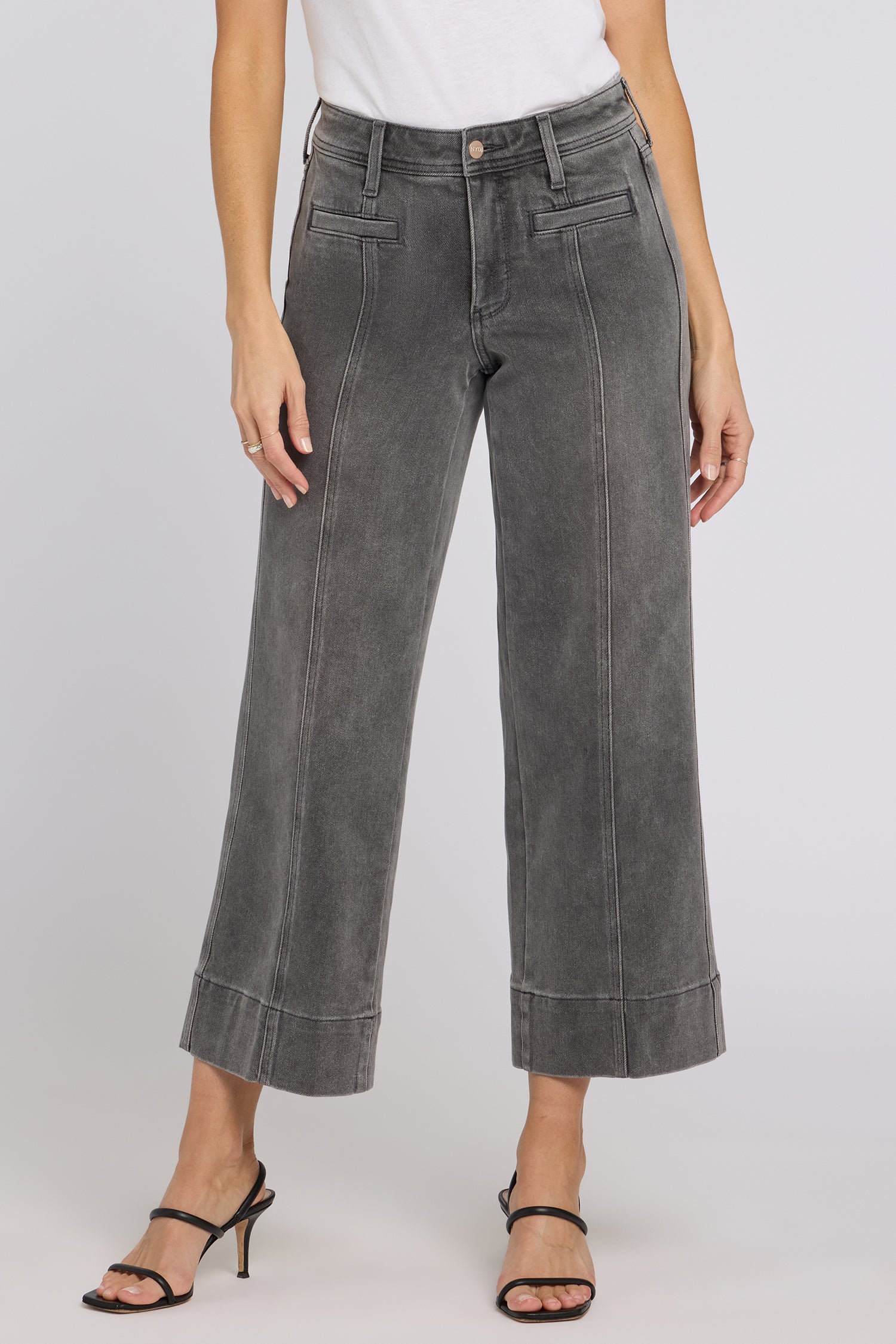 NYDJ Teresa Wide Leg Ankle Jeans With Front Seams - Dusty Ash