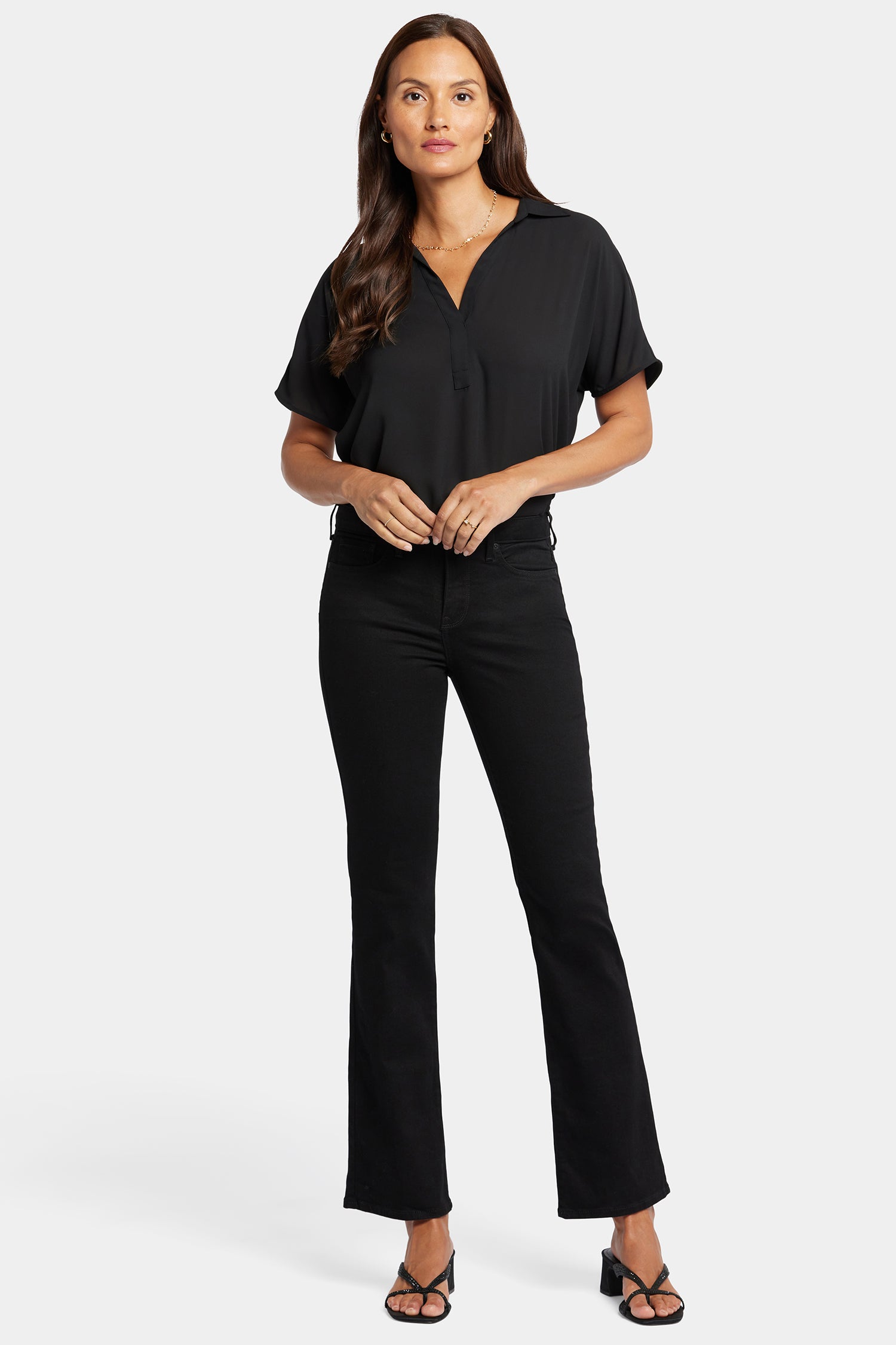 NYDJ Barbara Bootcut Jeans In Short Inseam  - Black
