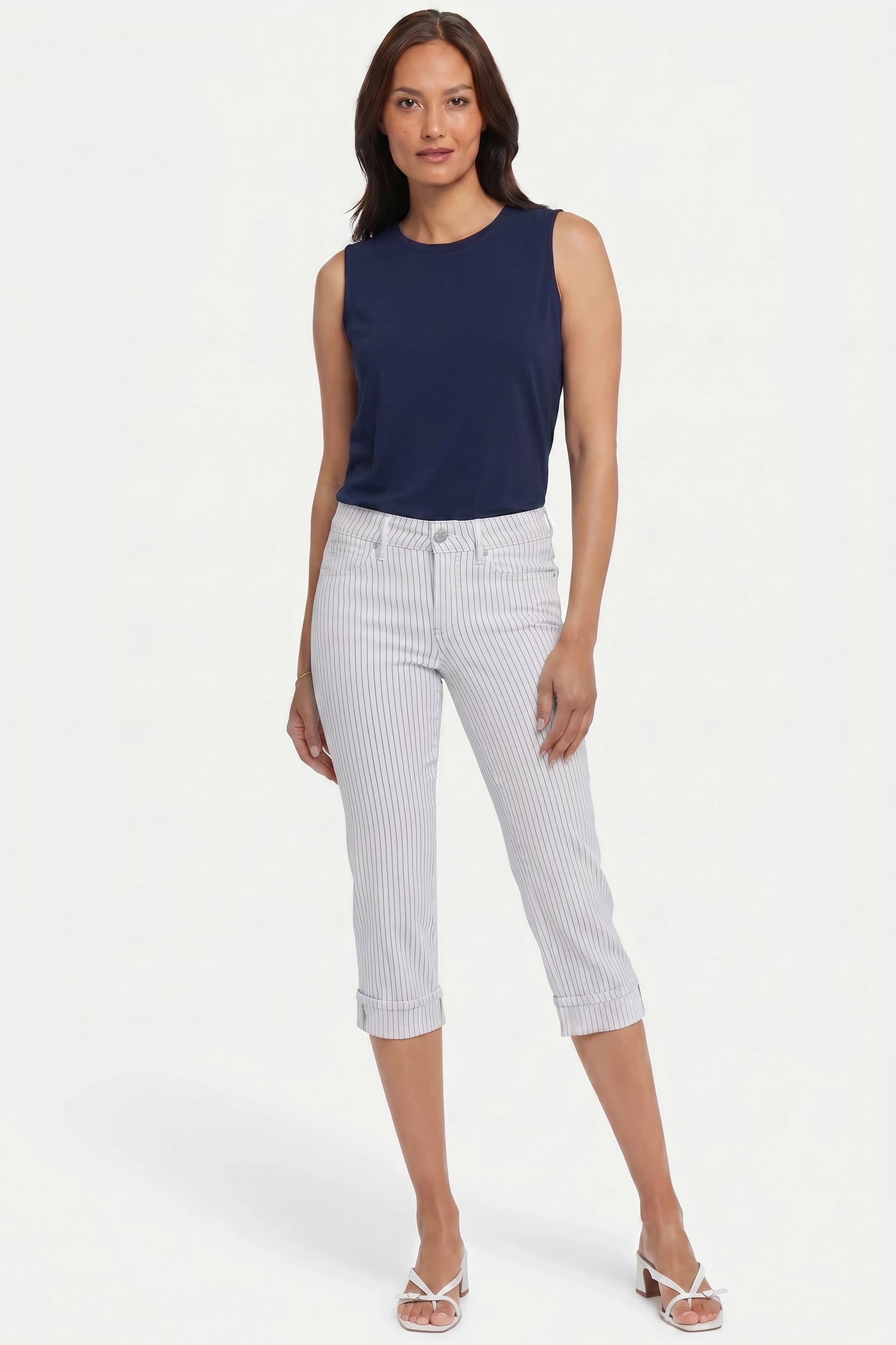 NYDJ Marilyn Straight Crop Jeans With Cuffs - Palencia Stripe