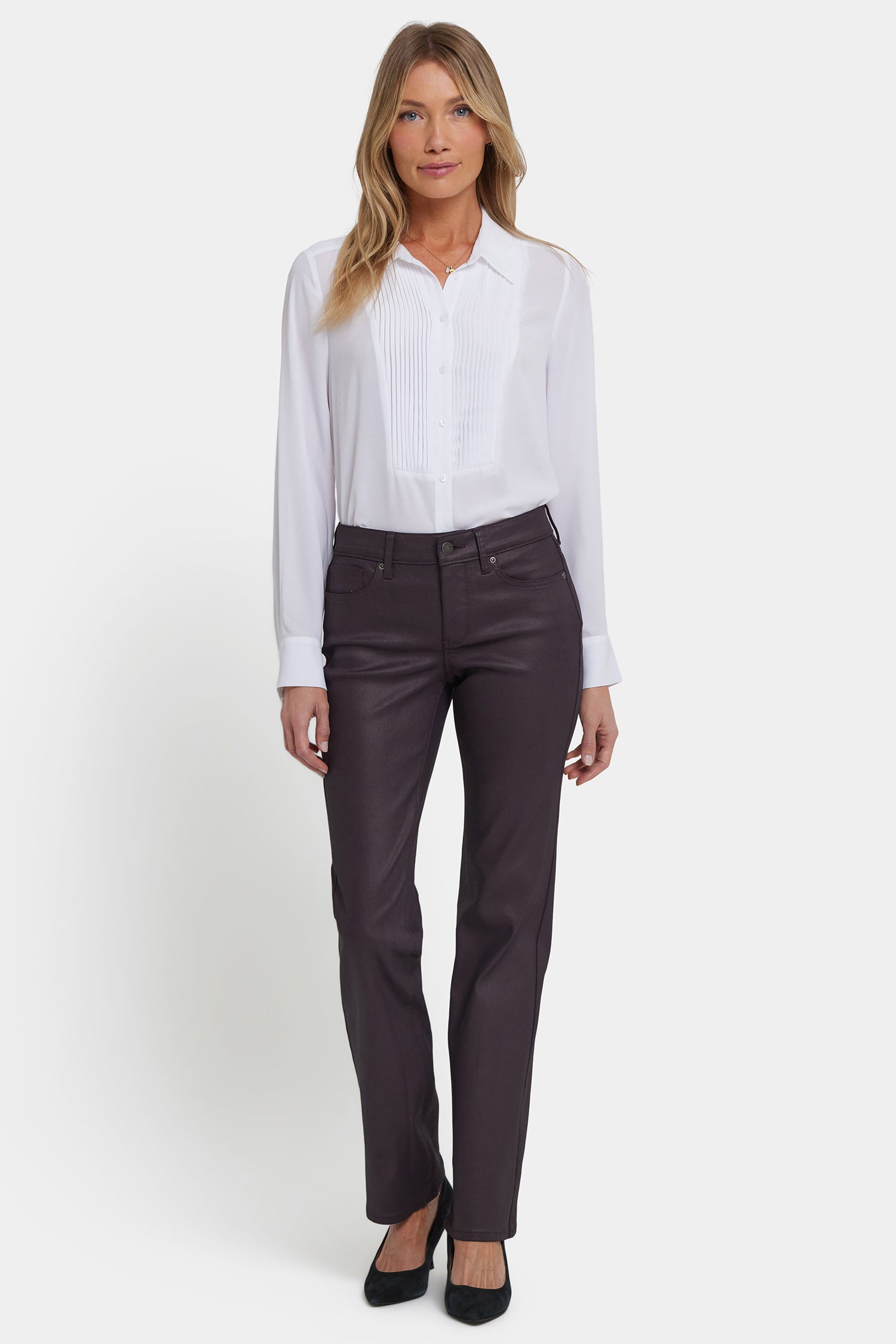 NYDJ Coated Marilyn Straight Jeans  - Fig Coated