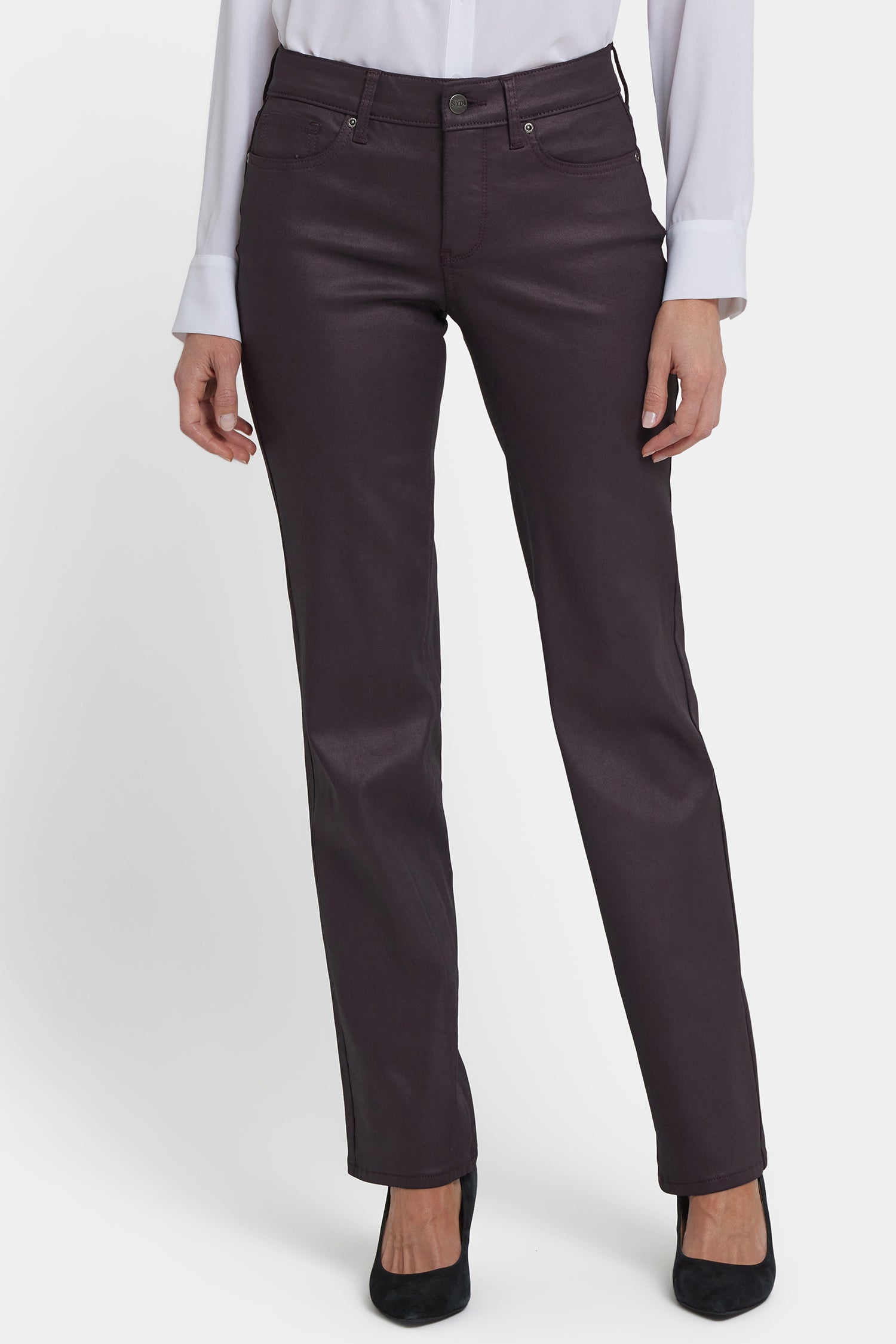 NYDJ Coated Marilyn Straight Jeans  - Fig Coated