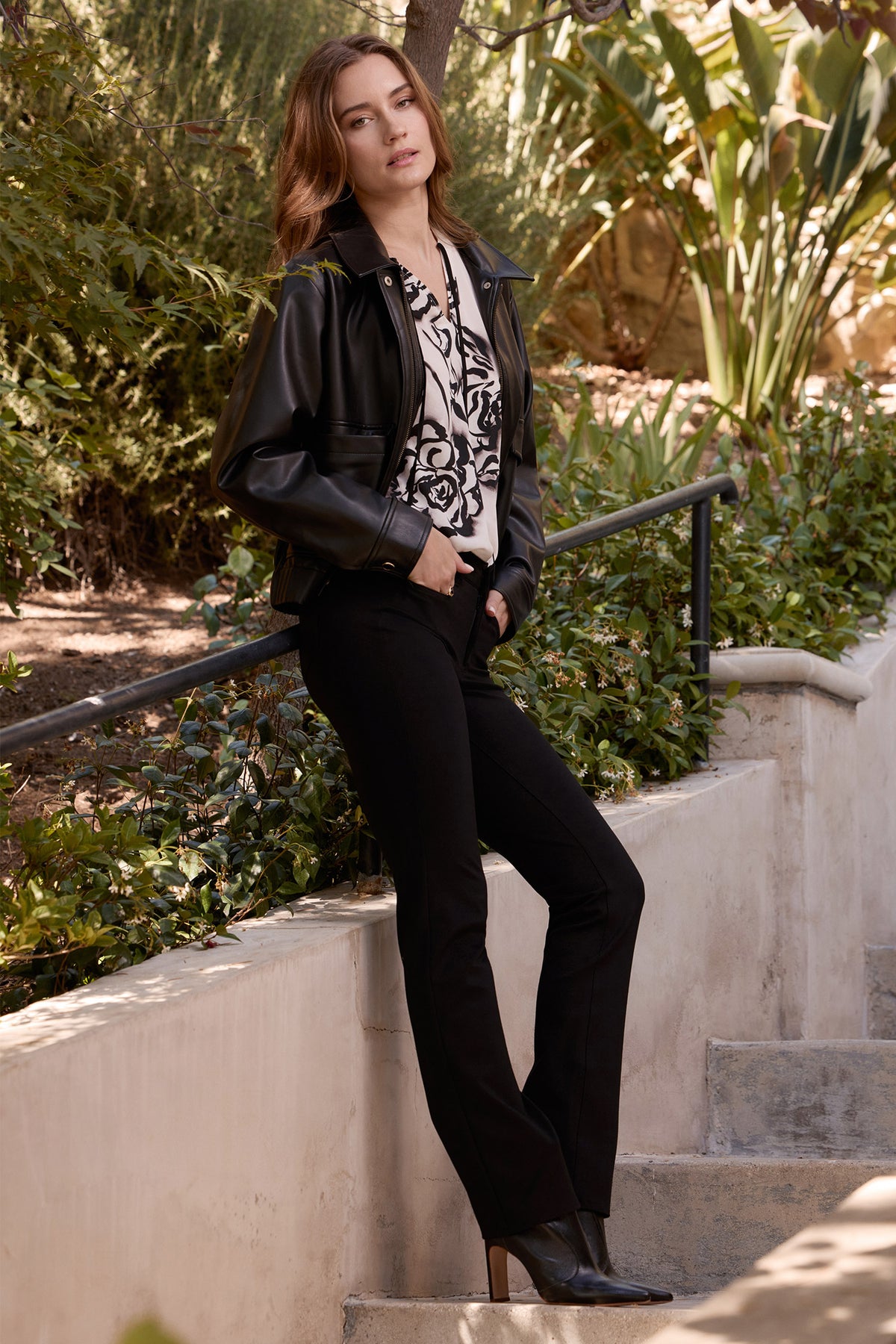 NYDJ Faux Leather Baseball Jacket Sculpt-Her™ Collection - Black