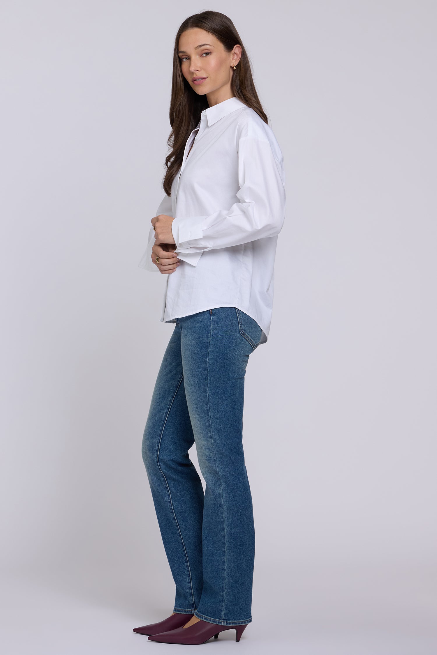 NYDJ Daphne Shirt In Cotton Poplin - Optic White