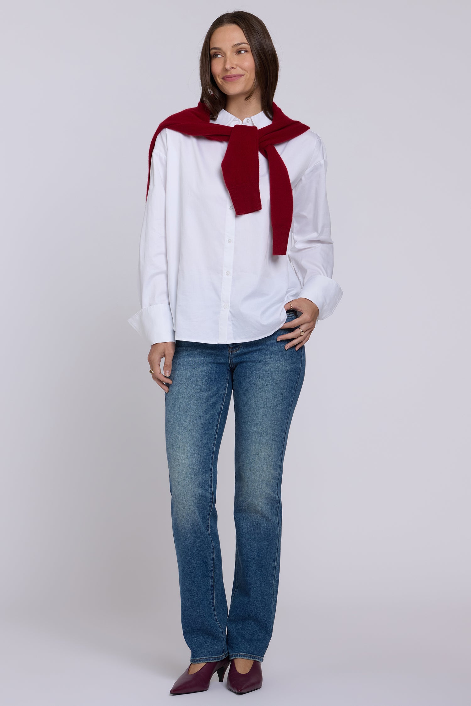 NYDJ Daphne Shirt In Cotton Poplin - Optic White