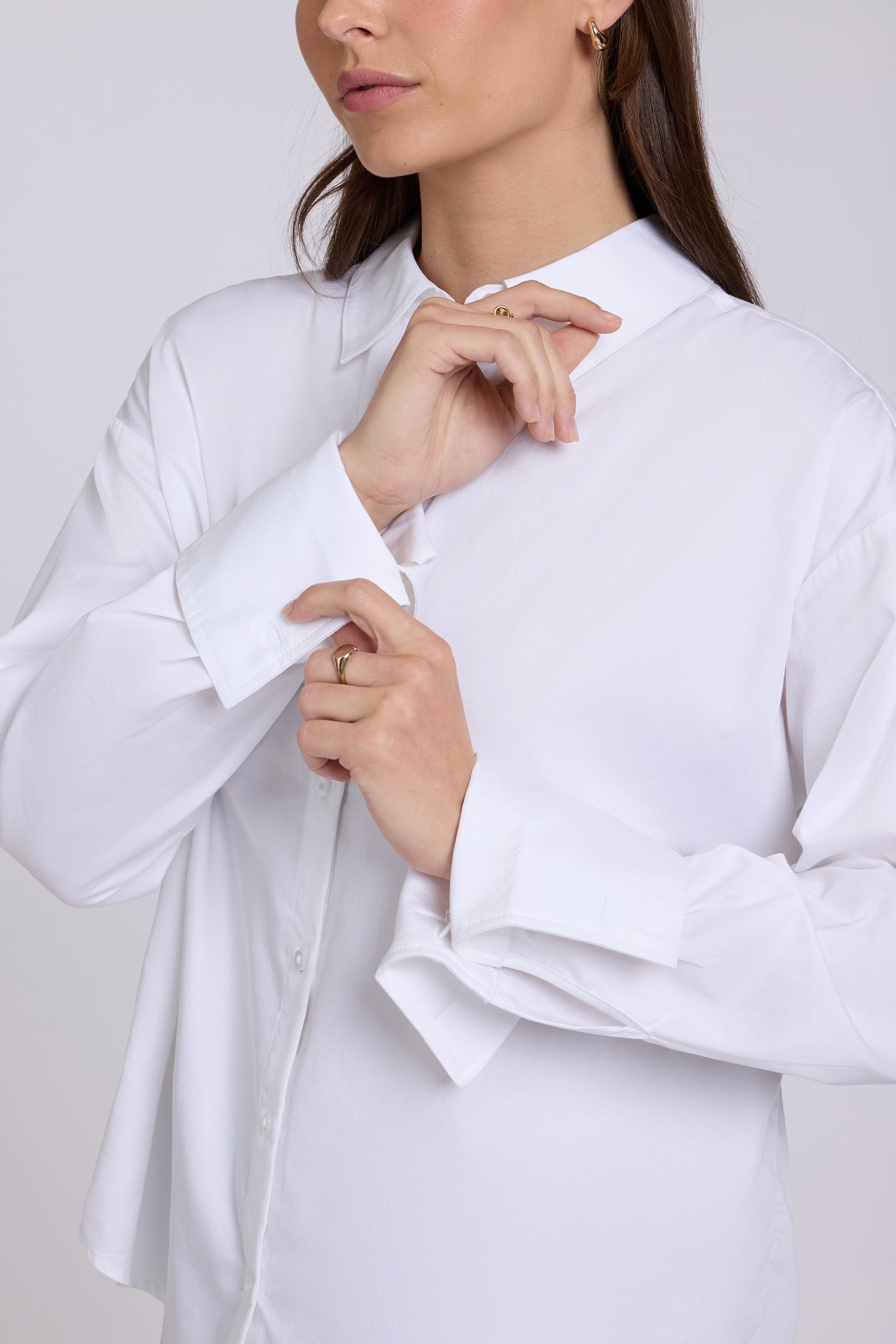 NYDJ Daphne Shirt In Cotton Poplin - Optic White
