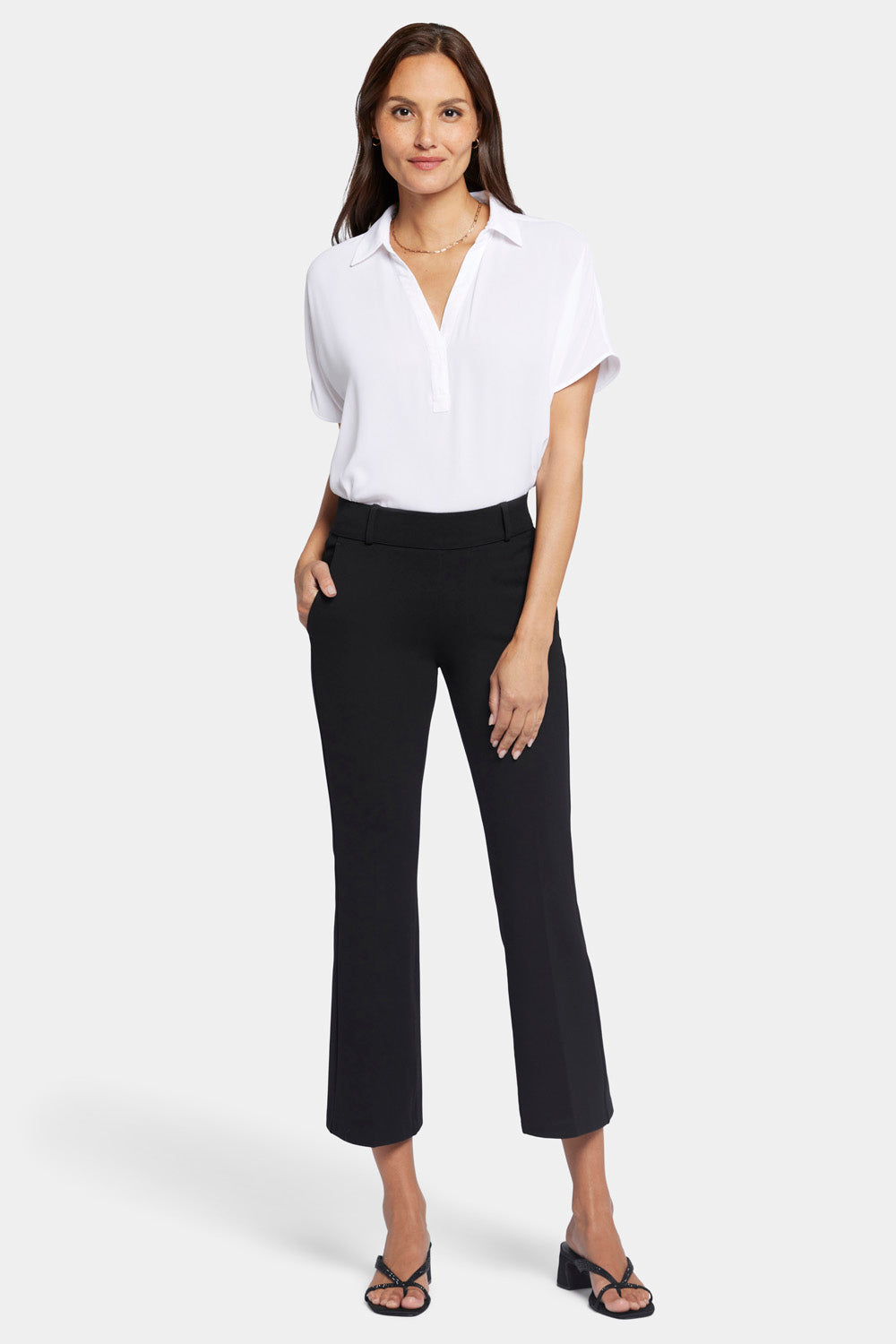 NYDJ Pull-On Flared Ankle Trouser Pants Sculpt-Her™ Collection - Black