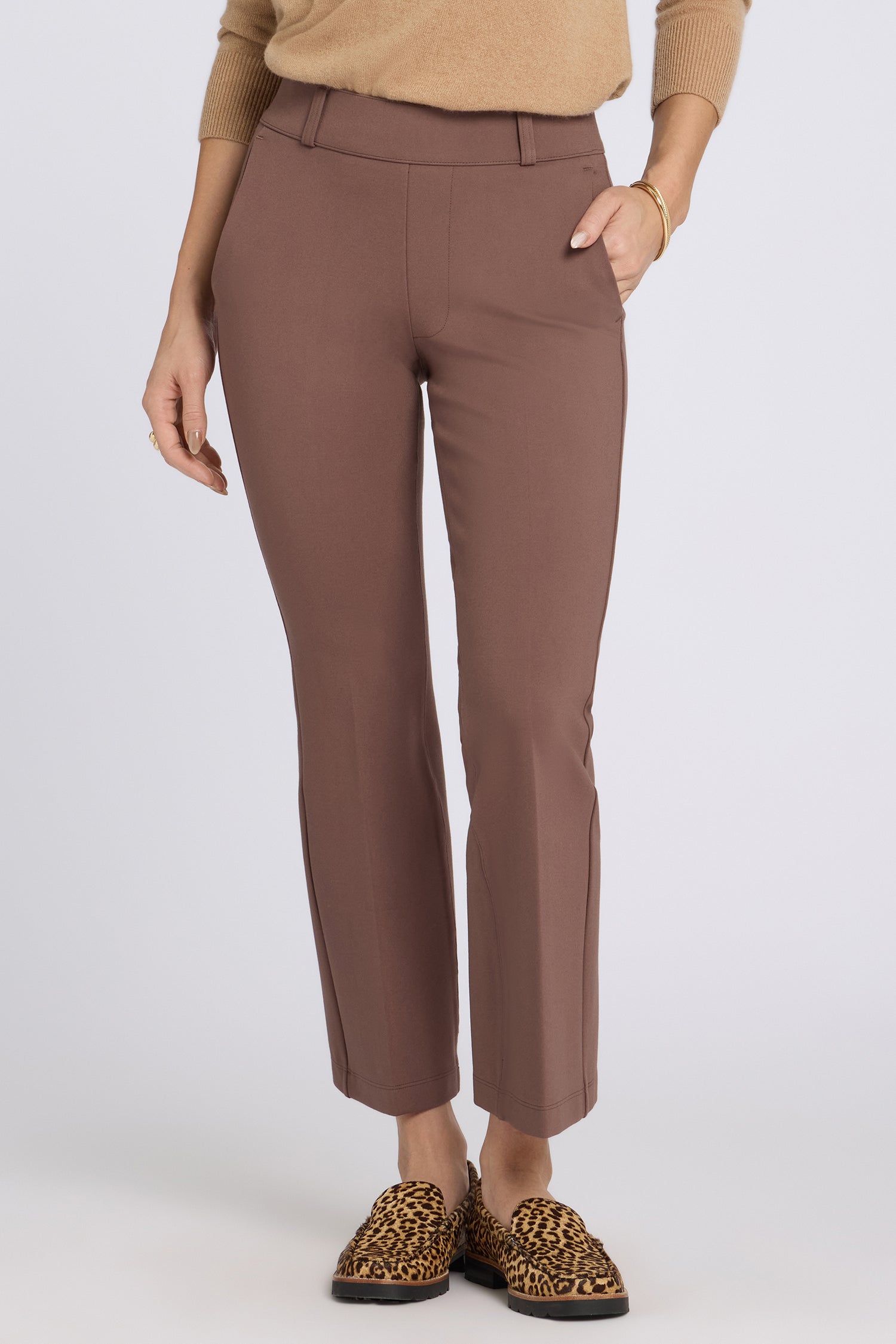 NYDJ Pull-On Flared Ankle Trouser Pants Sculpt-Her™ Collection - Deep Taupe