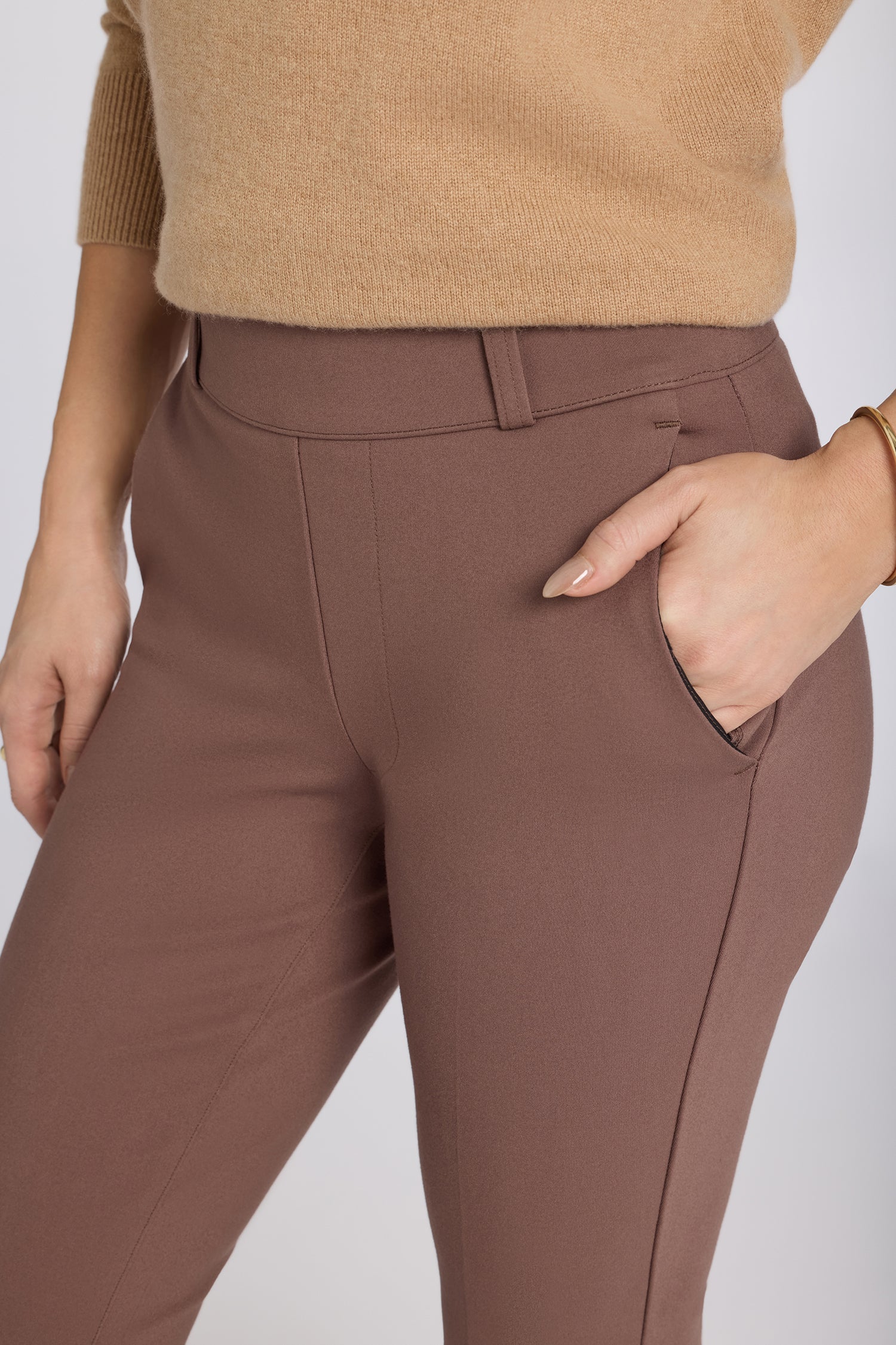 NYDJ Pull-On Flared Ankle Trouser Pants Sculpt-Her™ Collection - Deep Taupe