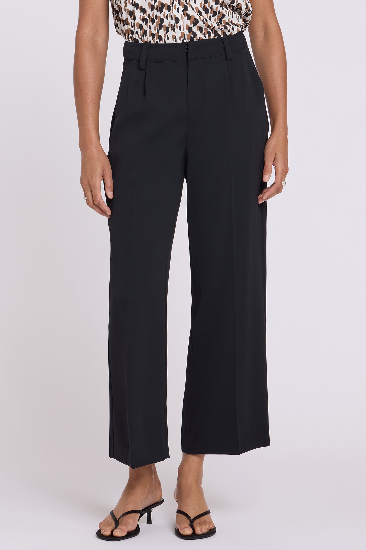 NYDJ Ankle Trouser Pants With High Rise And Pleats - Black