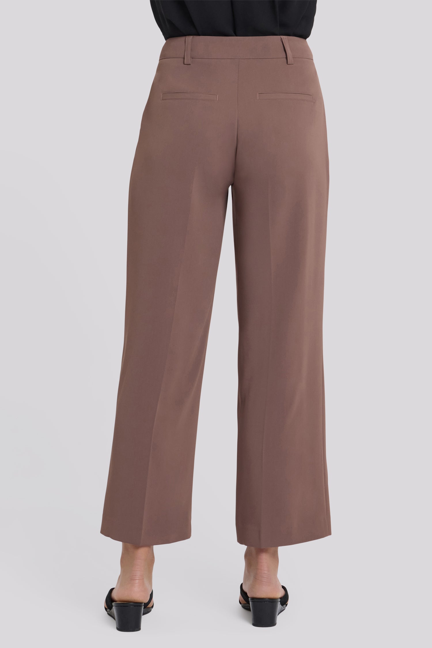 NYDJ Wide Leg Ankle Trouser Pants With High Rise - Deep Taupe