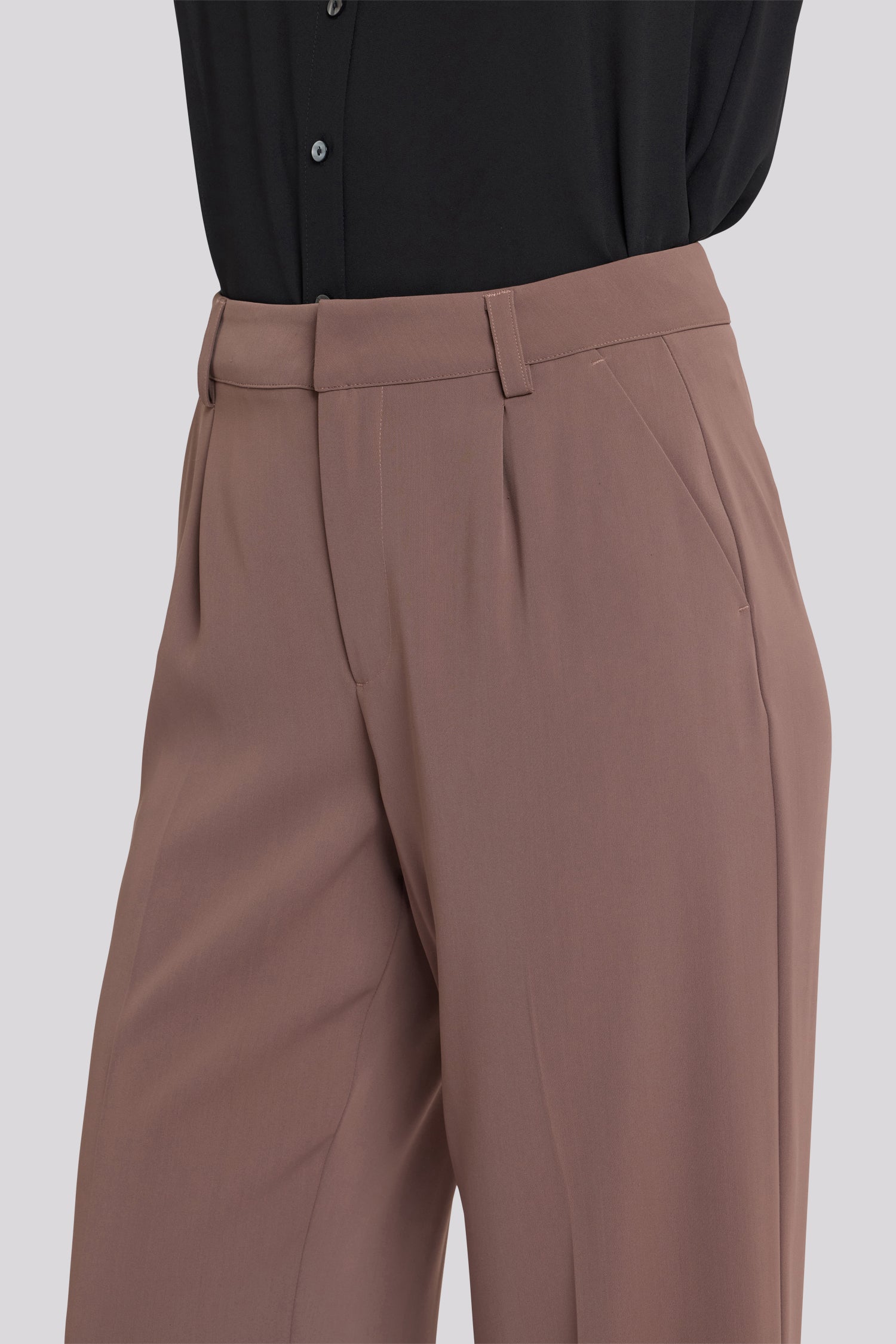 NYDJ Wide Leg Ankle Trouser Pants With High Rise - Deep Taupe