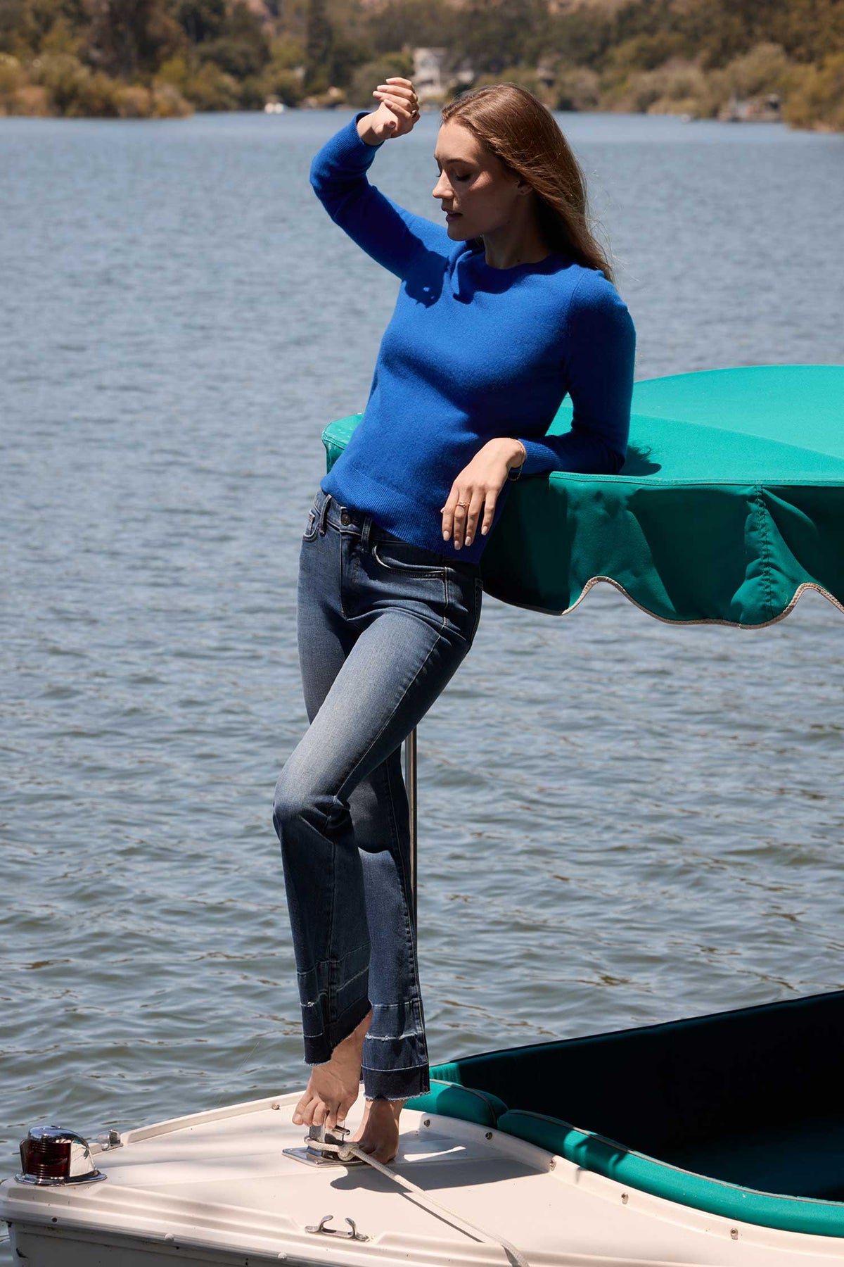 NYDJ Cashmere Essential Crewneck Sweater  - Diamond Blue