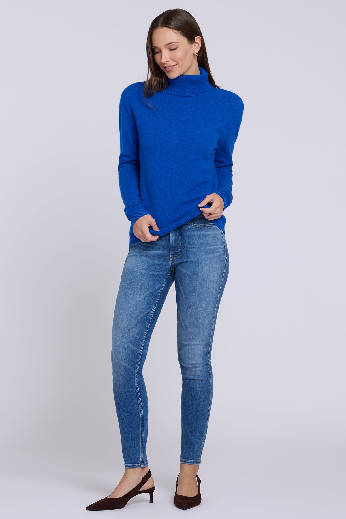 NYDJ Cashmere Essential Turtleneck Sweater  - Diamond Blue