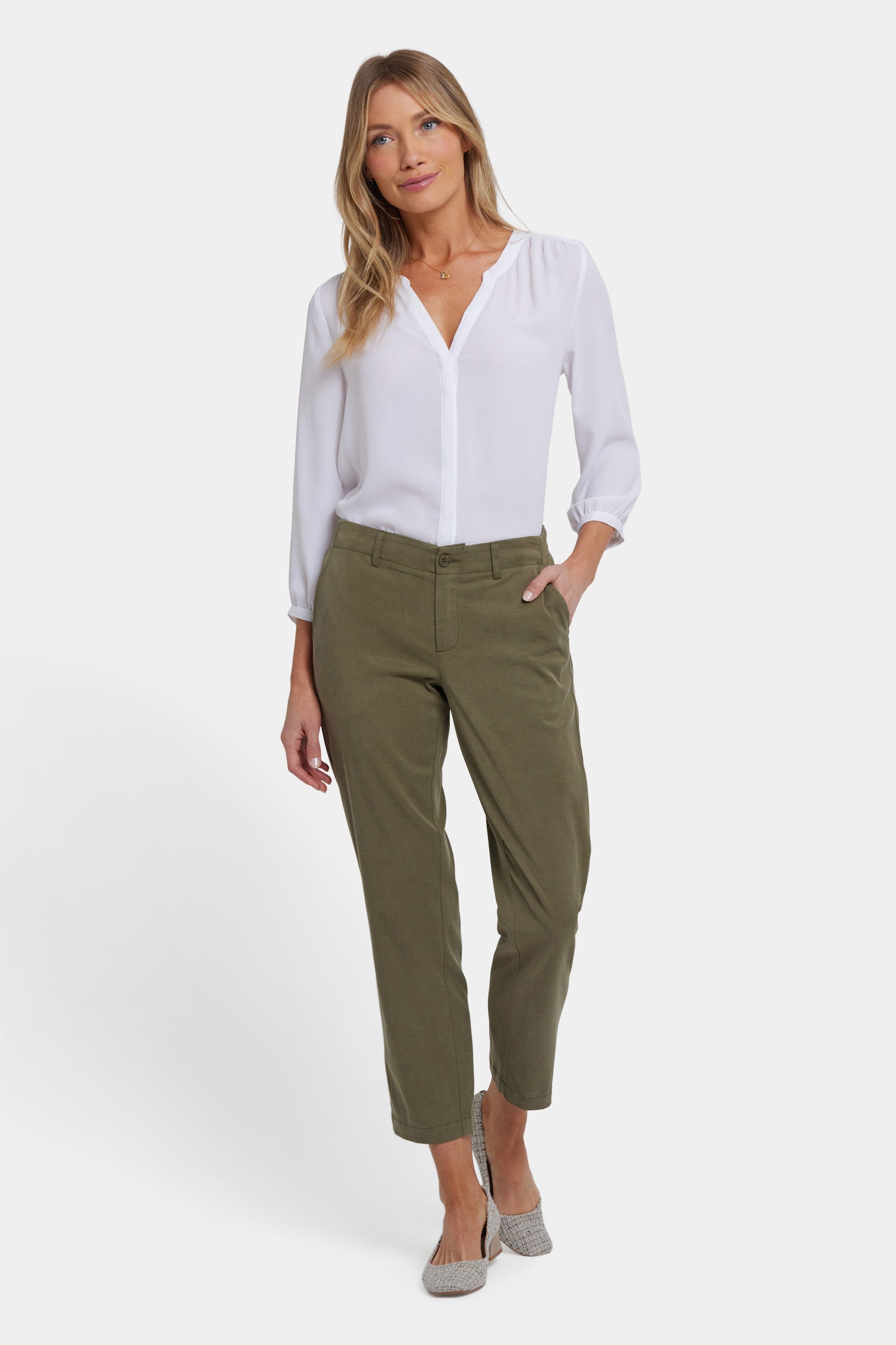 NYDJ Easy-Fit Ankle Trouser Pants In Stretch Twill - Bay Leaf