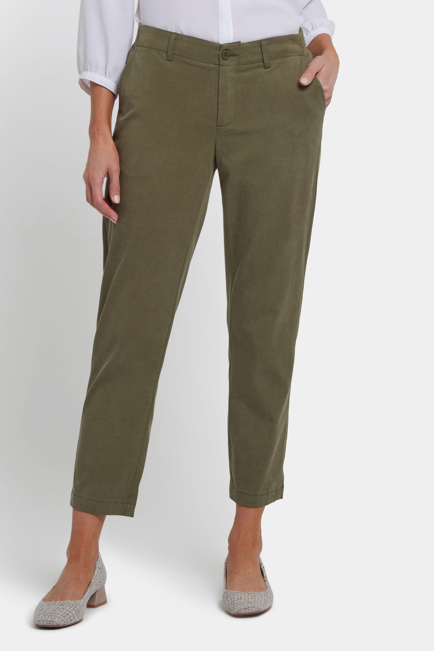 NYDJ Easy-Fit Ankle Trouser Pants In Stretch Twill - Bay Leaf
