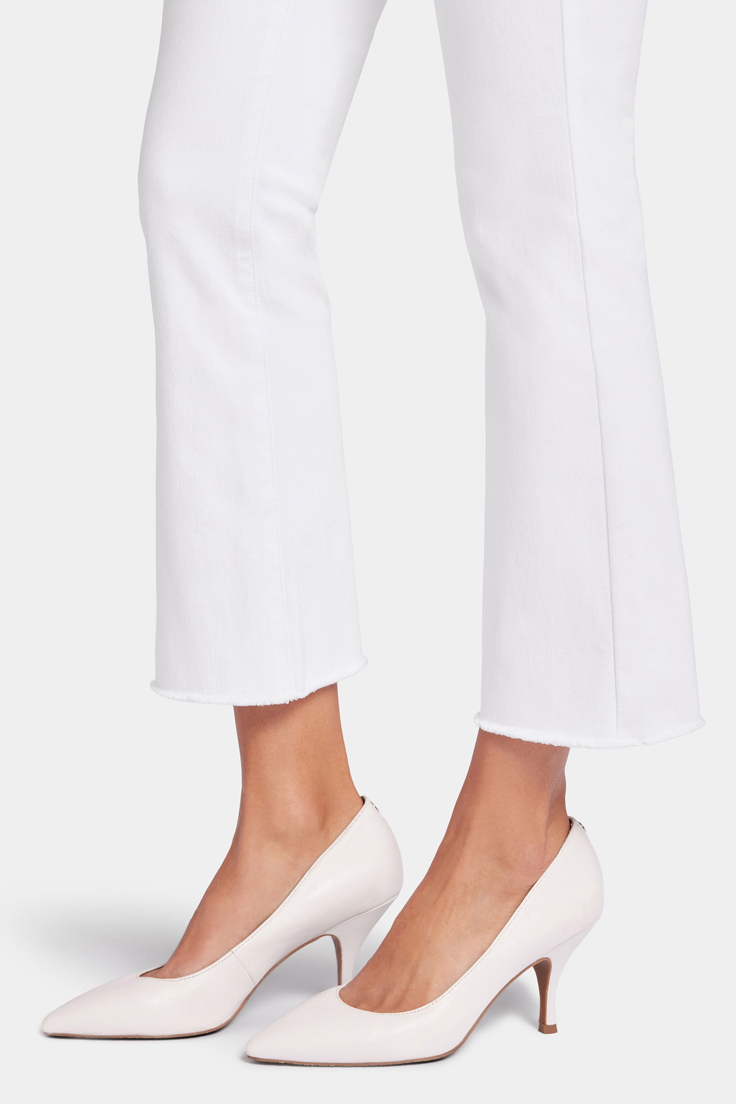 NYDJ Billie Mini Bootcut Ankle Jeans In Cool Embrace® Denim With Frayed Hems - Optic White