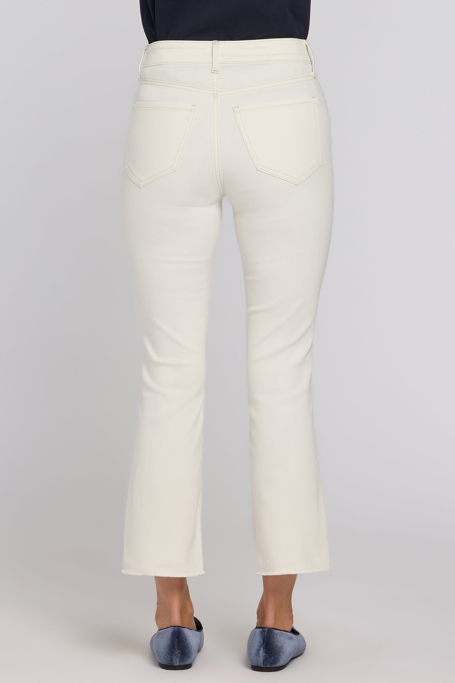 NYDJ Billie Mini Bootcut Ankle Jeans In Cool Embrace® Denim With High Rise And Frayed Hems - Vintage White