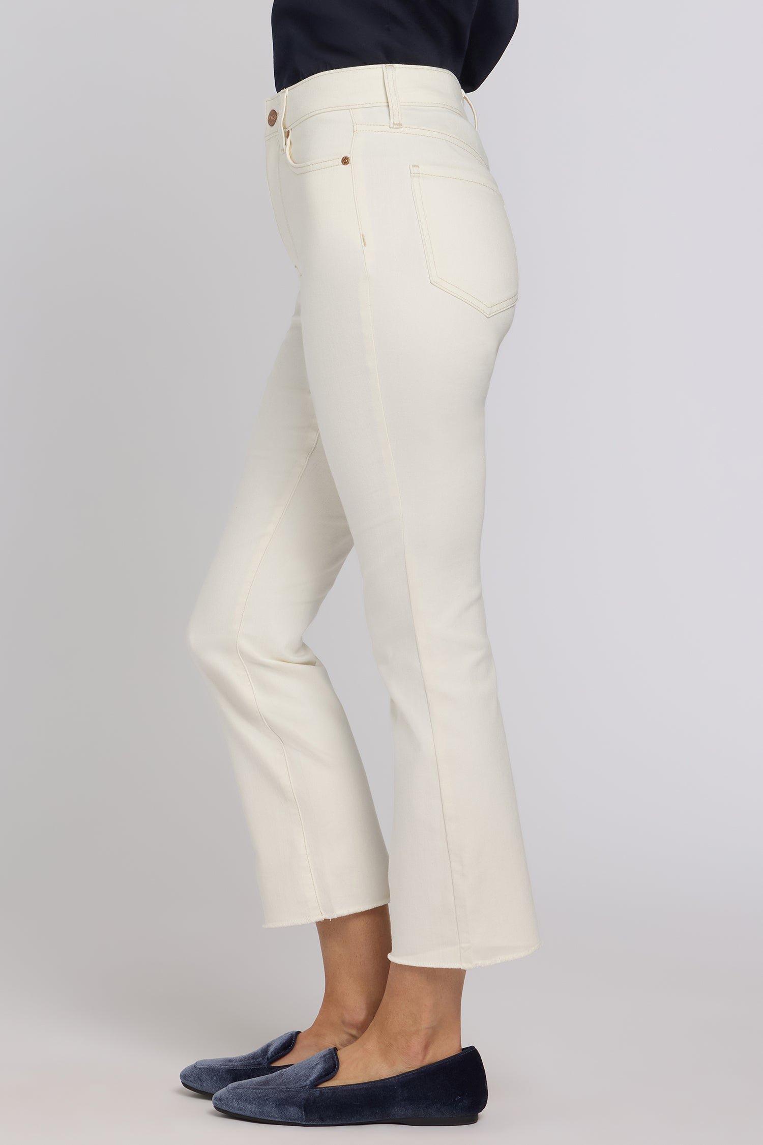 NYDJ Billie Mini Bootcut Ankle Jeans In Cool Embrace® Denim With High Rise And Frayed Hems - Vintage White