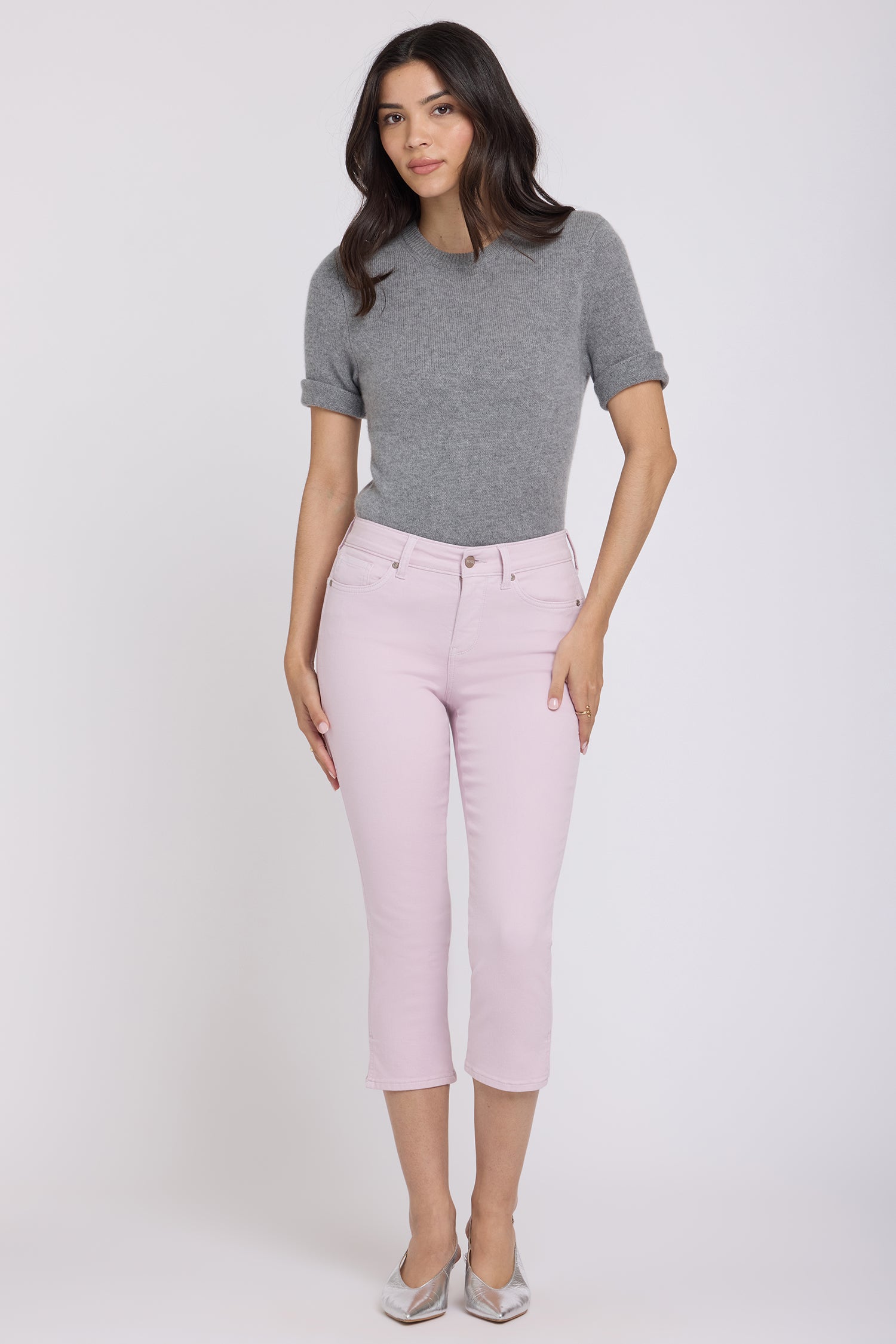 NYDJ Chloe Capri Jeans In Cool Embrace® Denim With Side Slits - Light Lilac