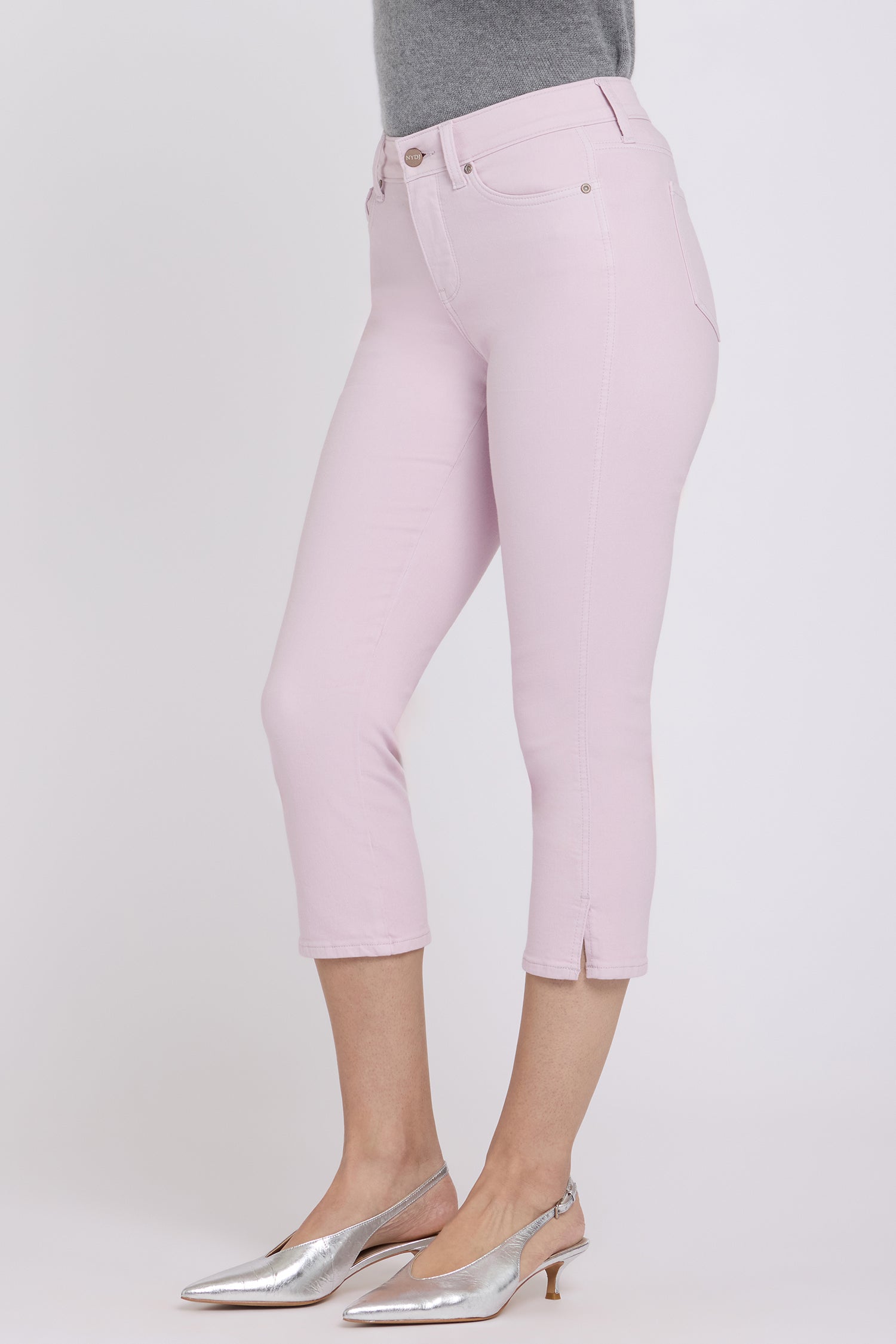 NYDJ Chloe Capri Jeans In Cool Embrace® Denim With Side Slits - Light Lilac