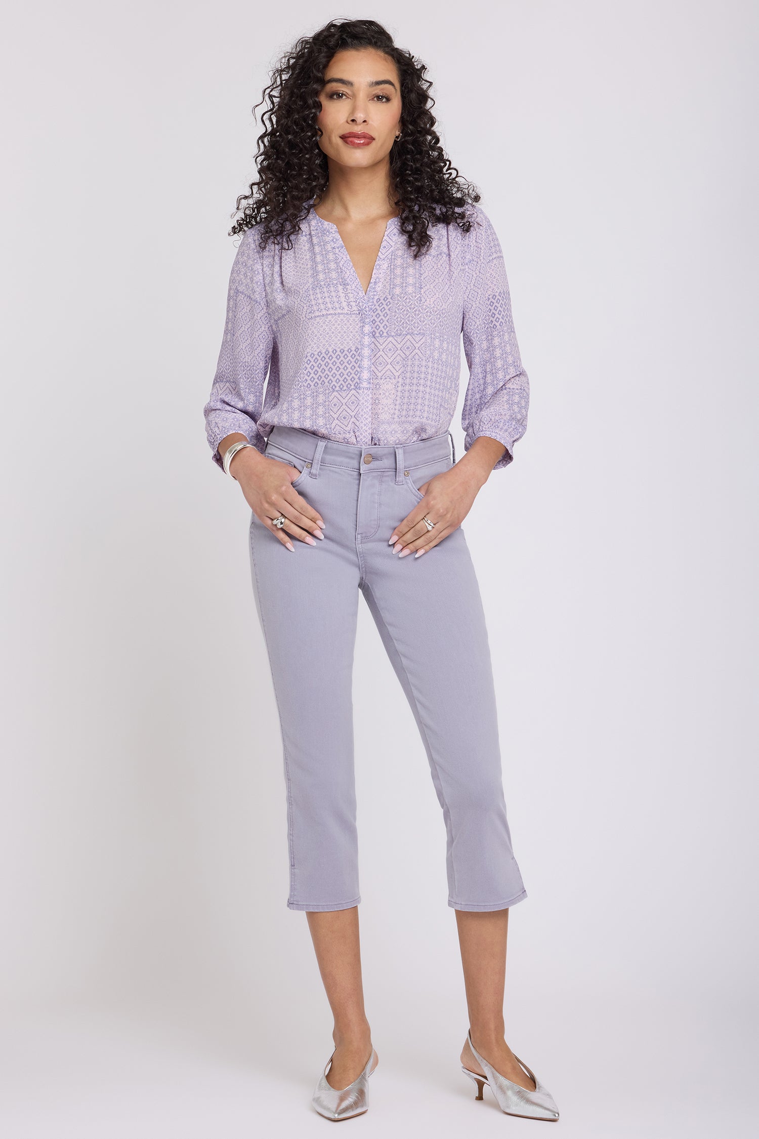 NYDJ Chloe Capri Jeans In Cool Embrace® Denim With Side Slits - Vintage Lavender