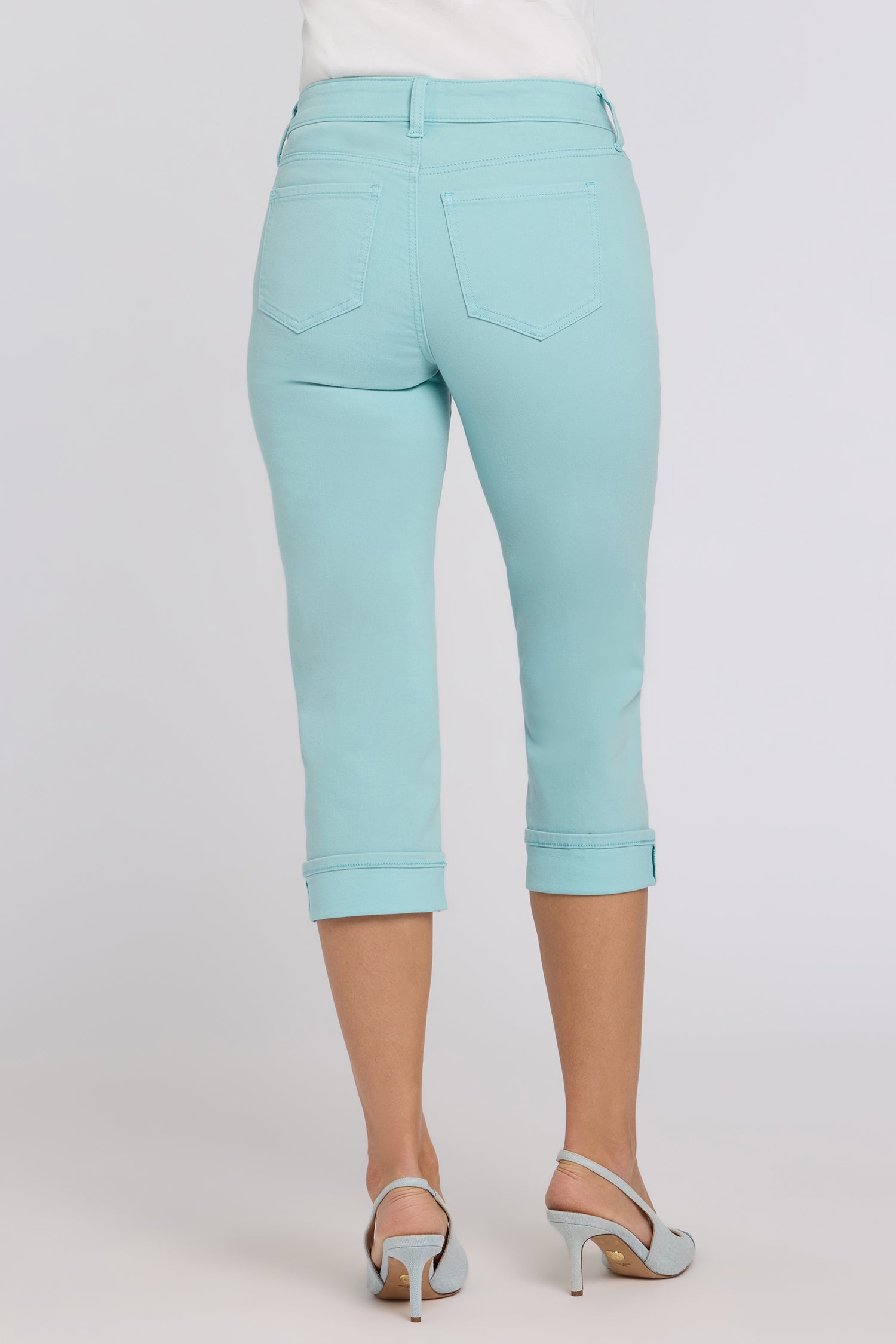NYDJ Marilyn Straight Crop Jeans In Cool Embrace® Denim With Cuffs - Aqua Haze