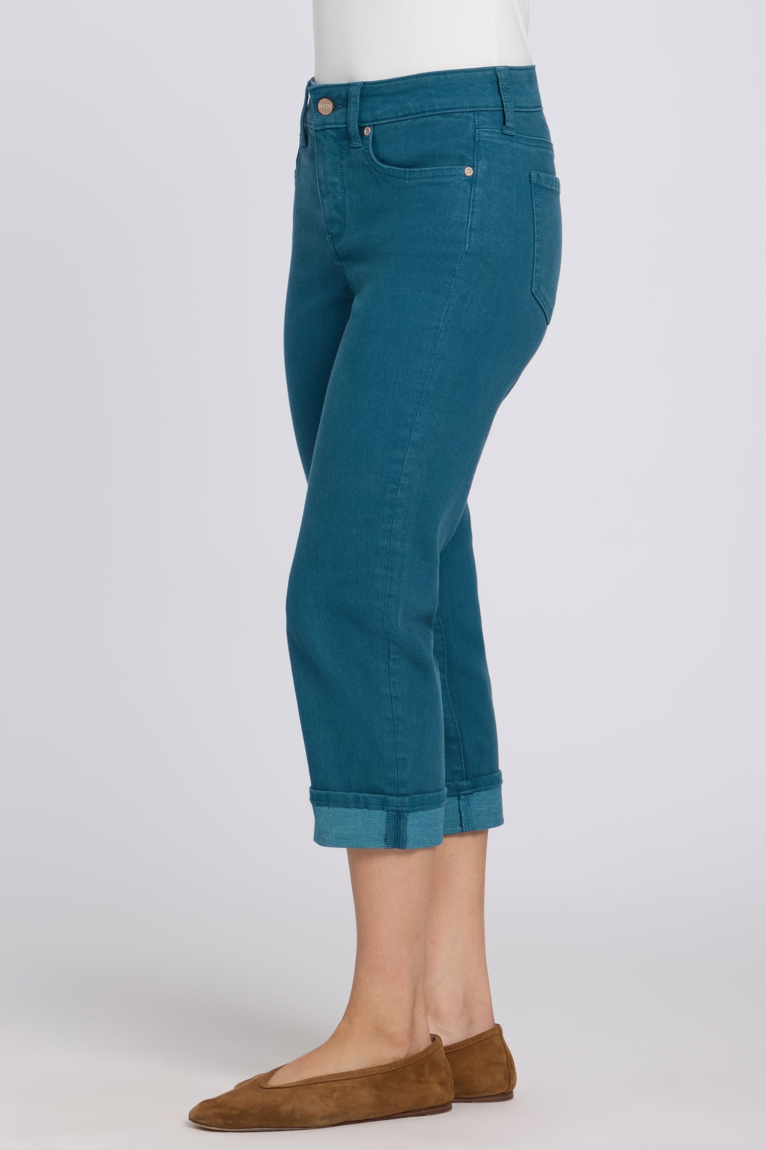 NYDJ Marilyn Straight Crop Jeans In Cool Embrace® Denim With Cuffs - Blue Lake