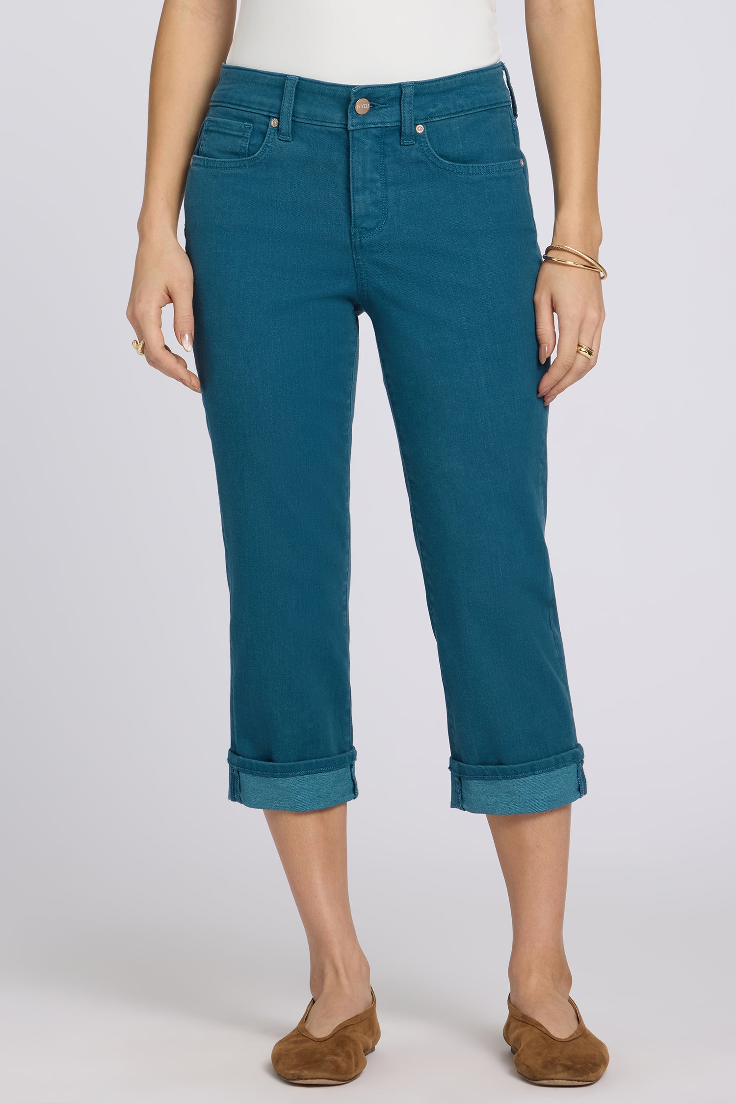 NYDJ Marilyn Straight Crop Jeans In Cool Embrace® Denim With Cuffs - Blue Lake
