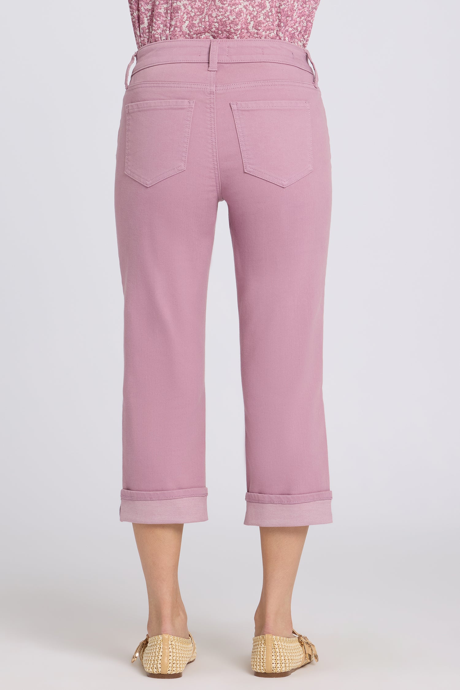 NYDJ Marilyn Straight Crop Jeans In Cool Embrace® Denim With Cuffs - Dusky Daisy